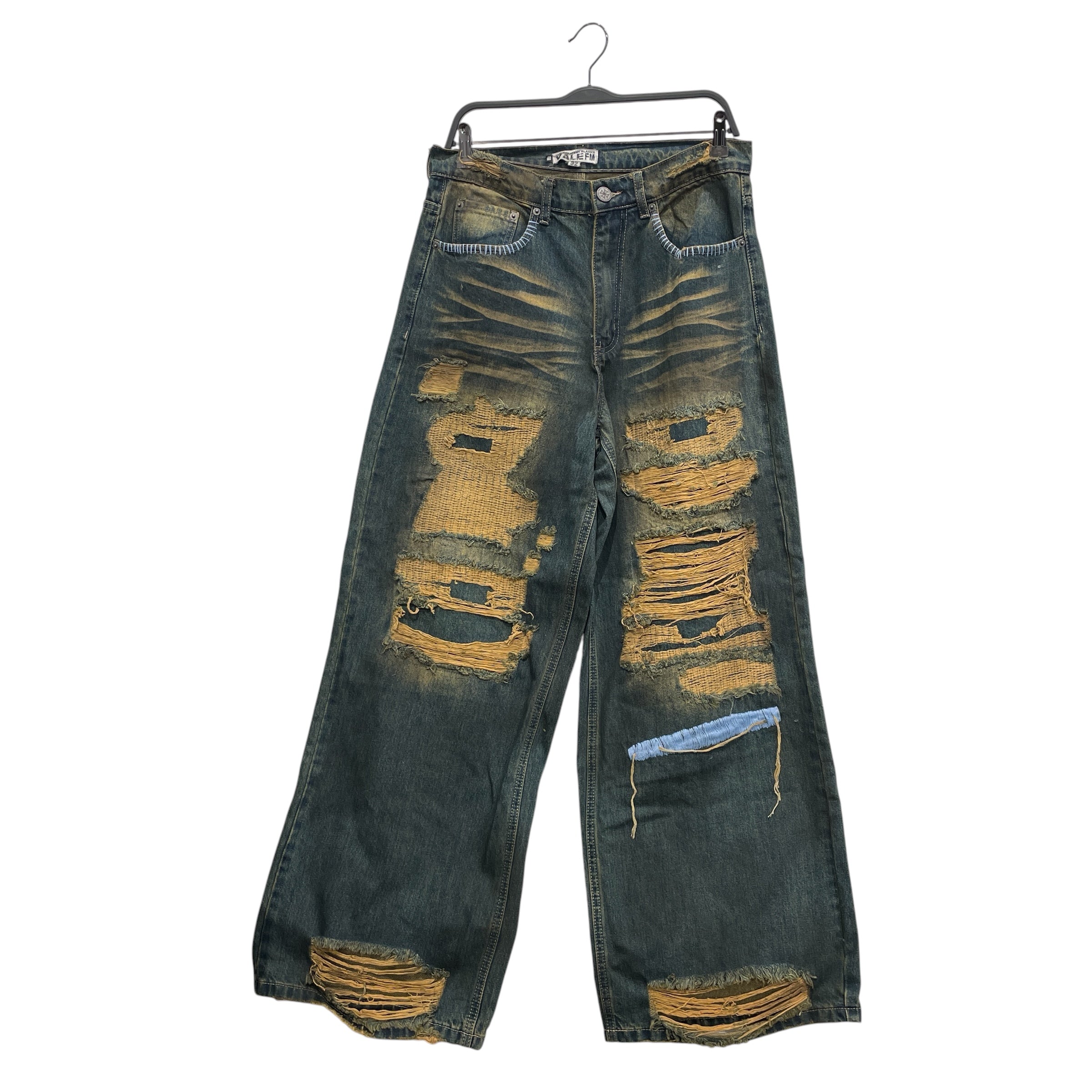 Vale/Straight Pants/32/Denim/BLU/BLUE Pocket stitching, rips view 1
