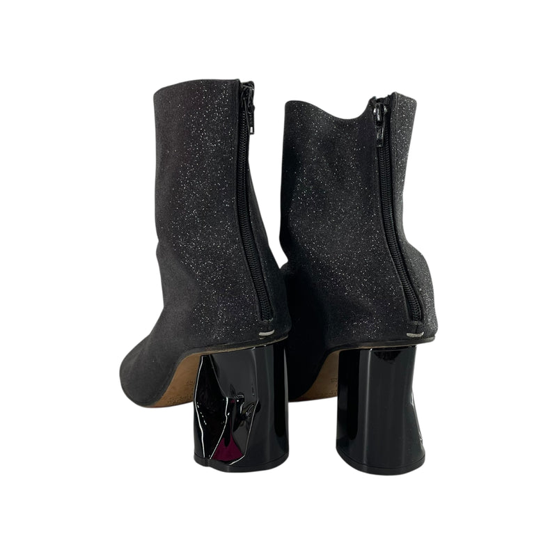 Maison Margiela/Heels/EU 38/Glitter/Leather/BLK/CRINKLED HEEL