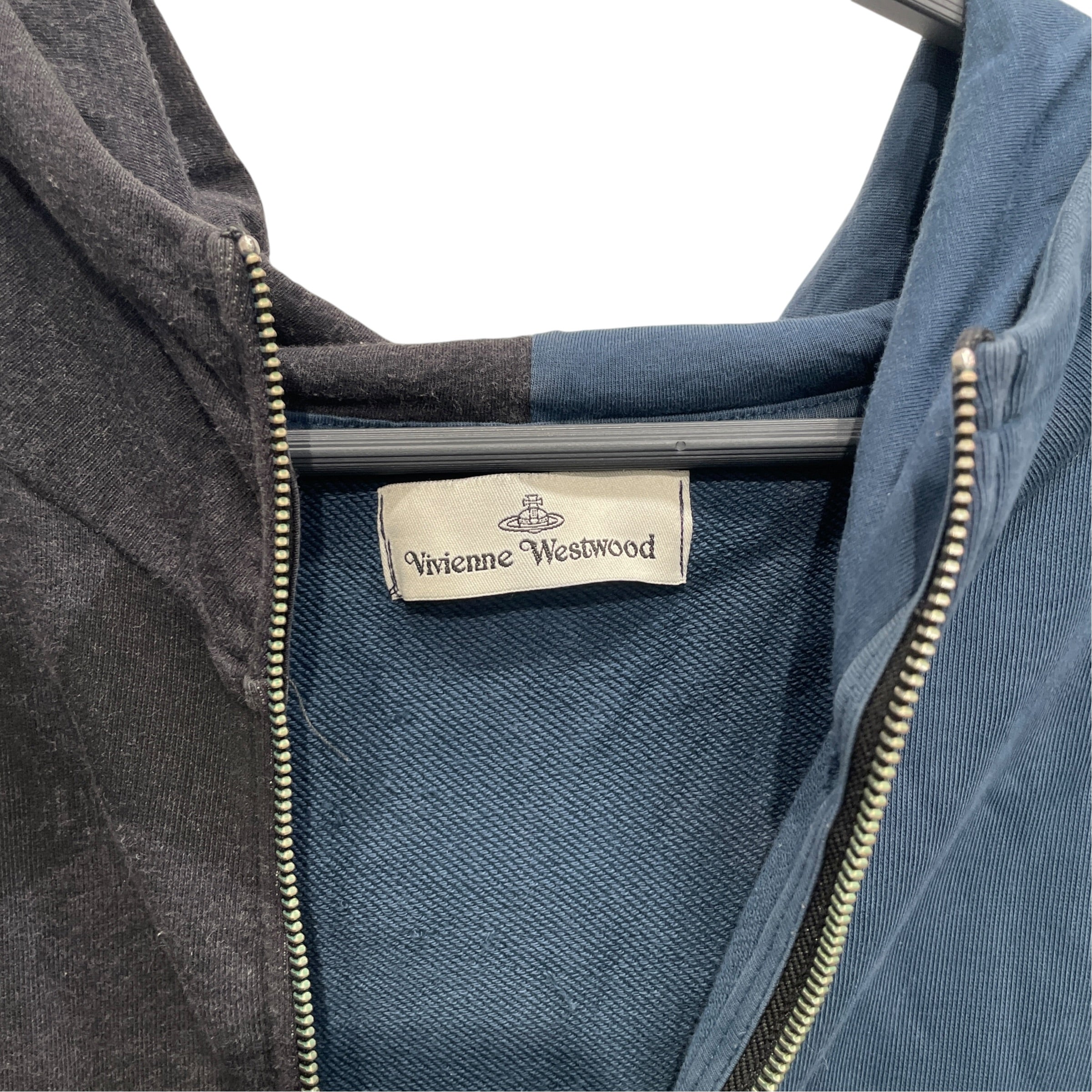 Vivienne Westwood/Zip Up Hoodie/S/Cotton/NVY/SPLITBLACKANDBLUE view 2