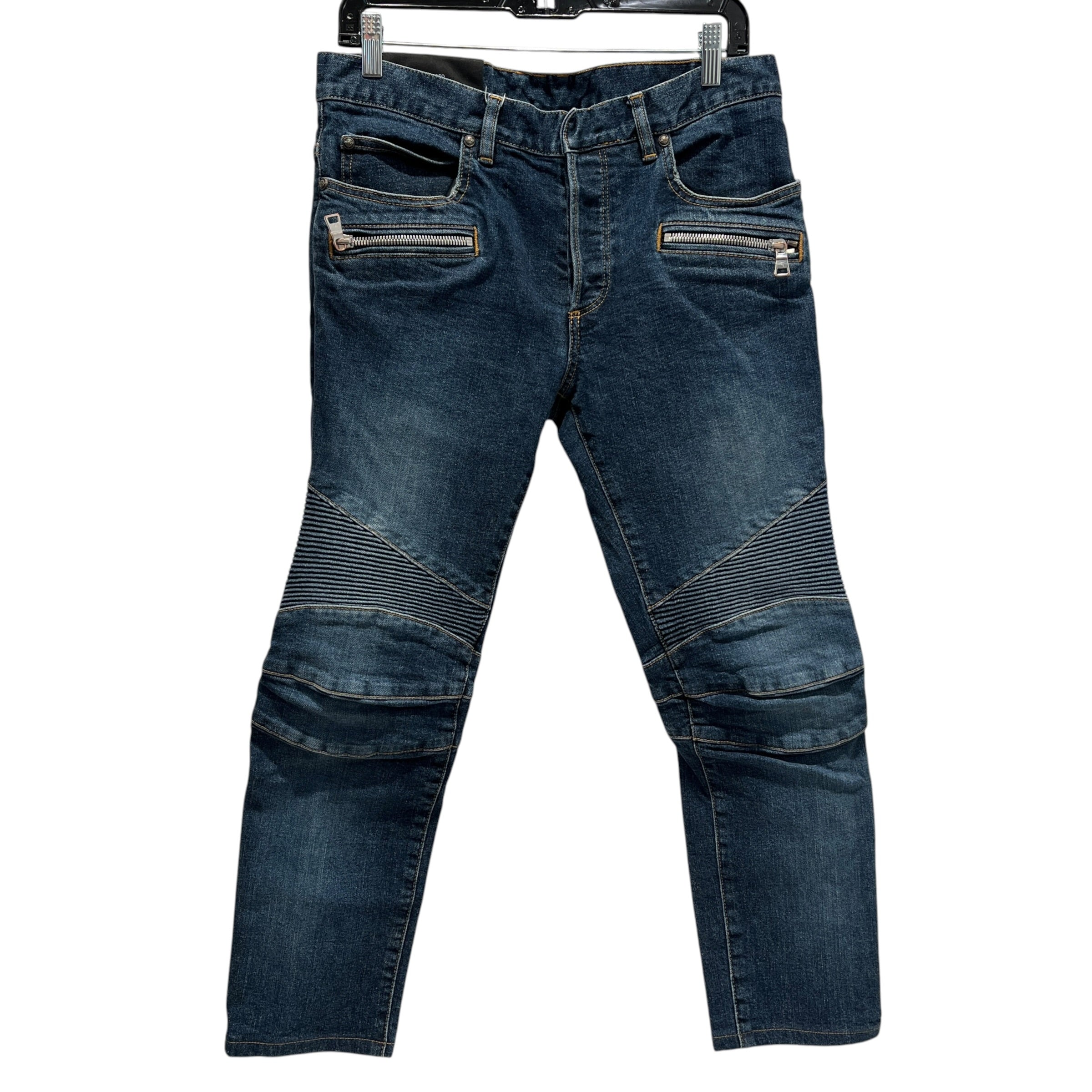 BALMAIN/Skinny Pants/30/Denim/BLU/BIKER MOTO TAPERED JEANS view 1