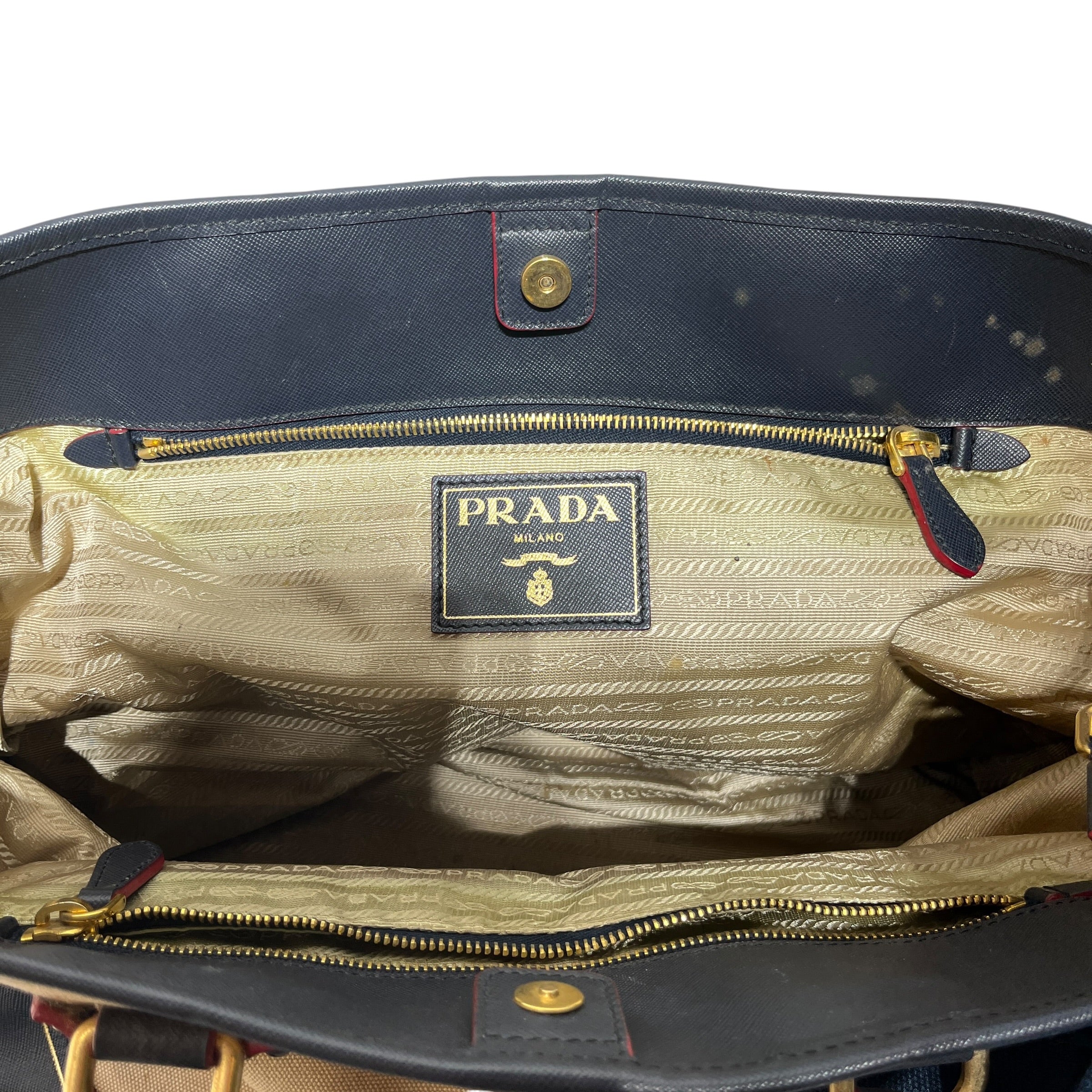 PRADA/Hand Bag/Leather/MLT/bicolor canvas bowler bag view 5