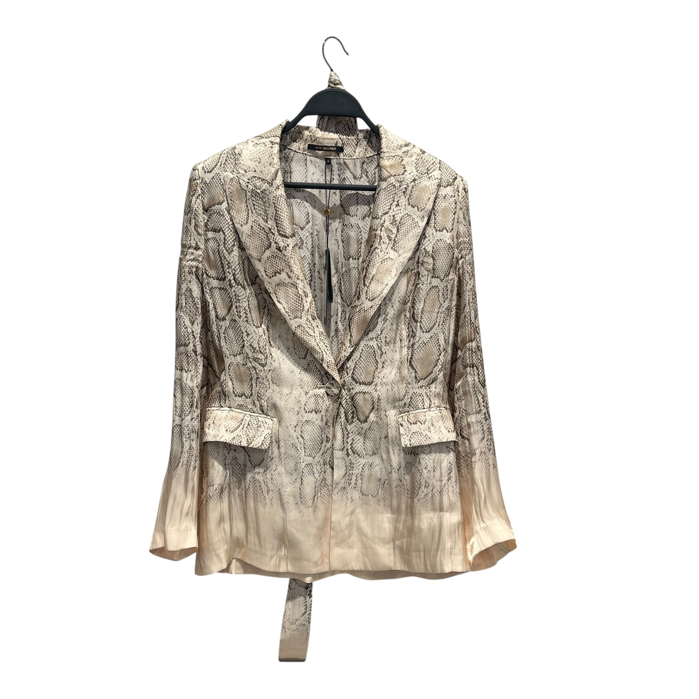 KOBI HALBERIN/LS Blouse/S/Animal Pattern/Polyester/BEG/Snake skin print view 1