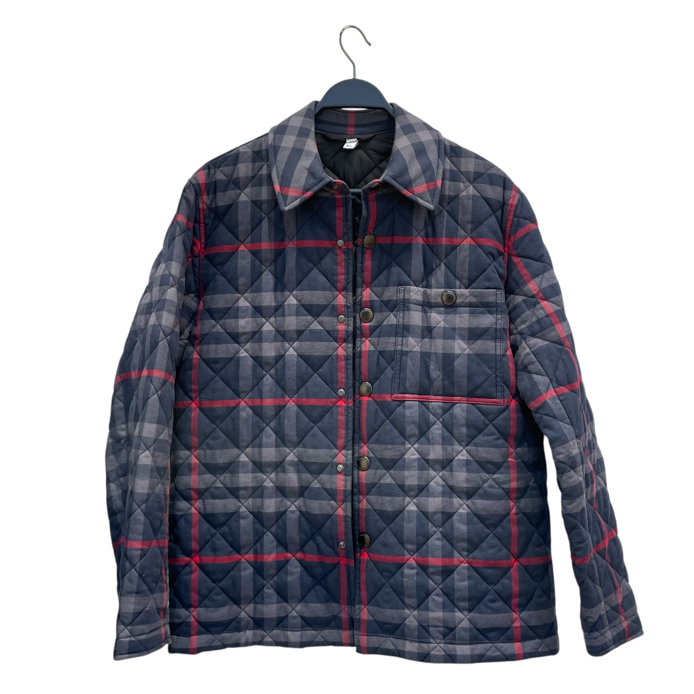 BURBERRY/Quilted Jkt/XS/Cotton/NVY/Plaid/navy/red/ black lining view 2
