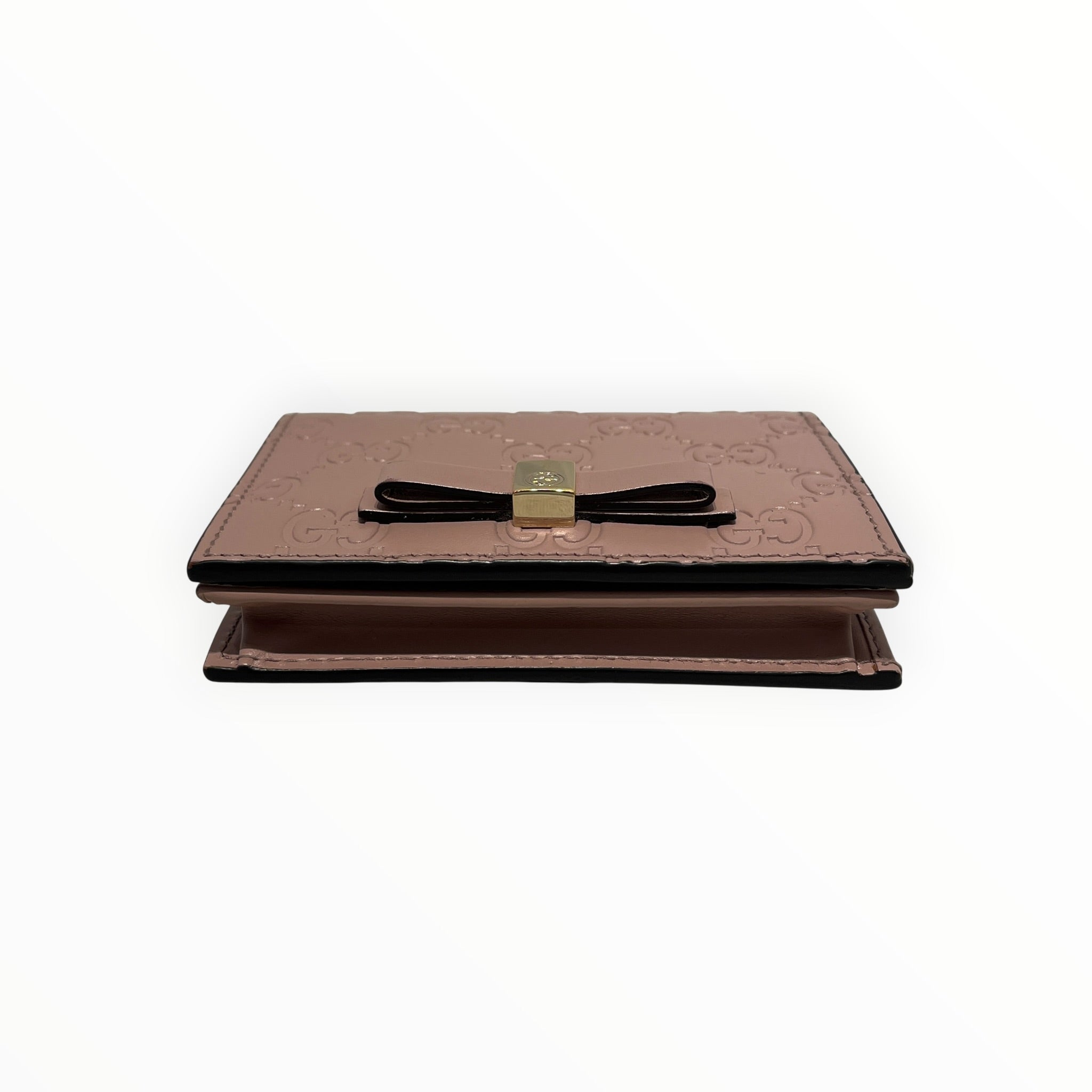 GUCCI/Bifold Wallet/Monogram/Leather/PNK/L's/pink bow guccissima view 3