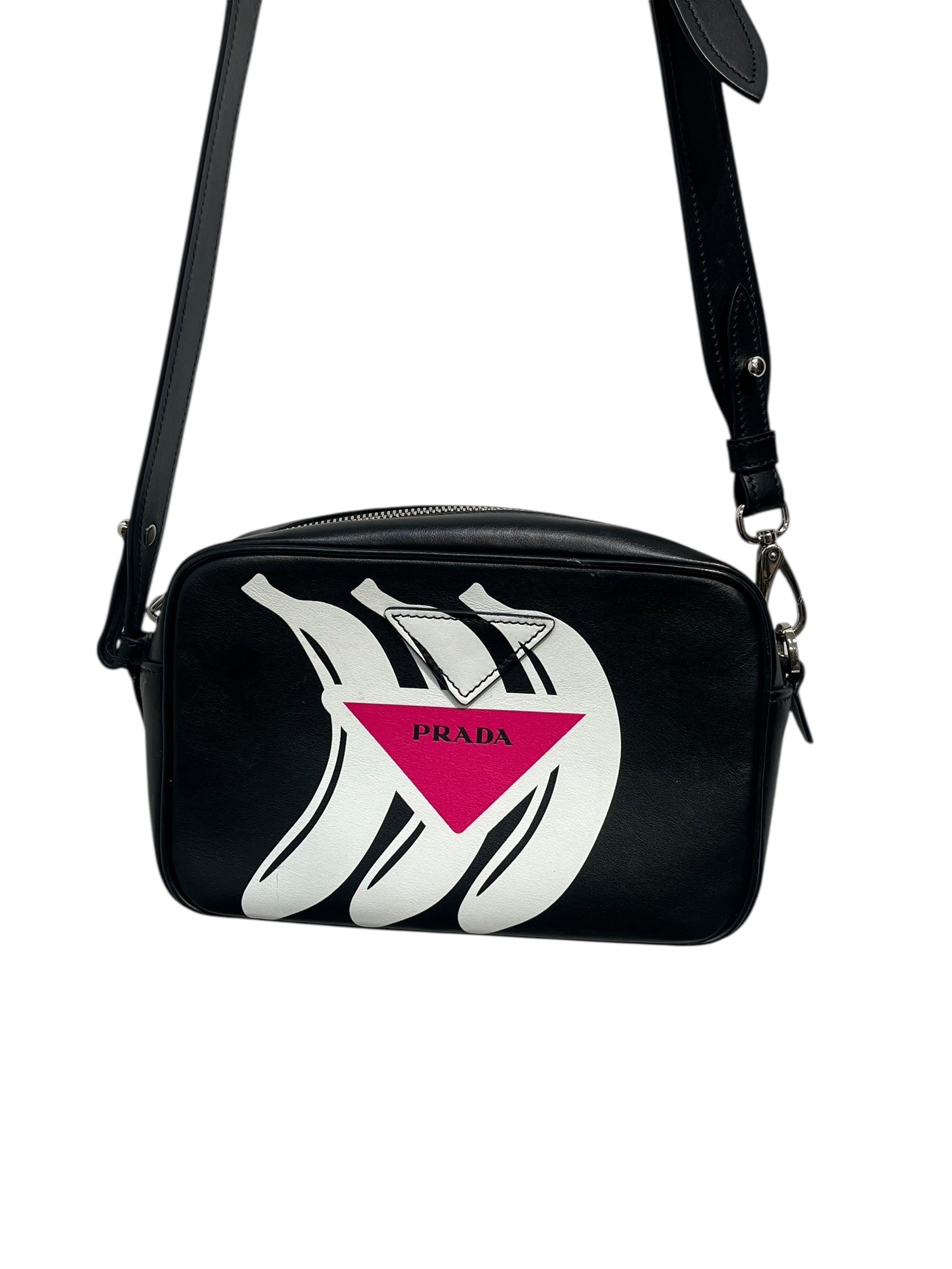 PRADA/Cross Body Bag/Leather/BLK/BANANA PRINT LEATHER view 3