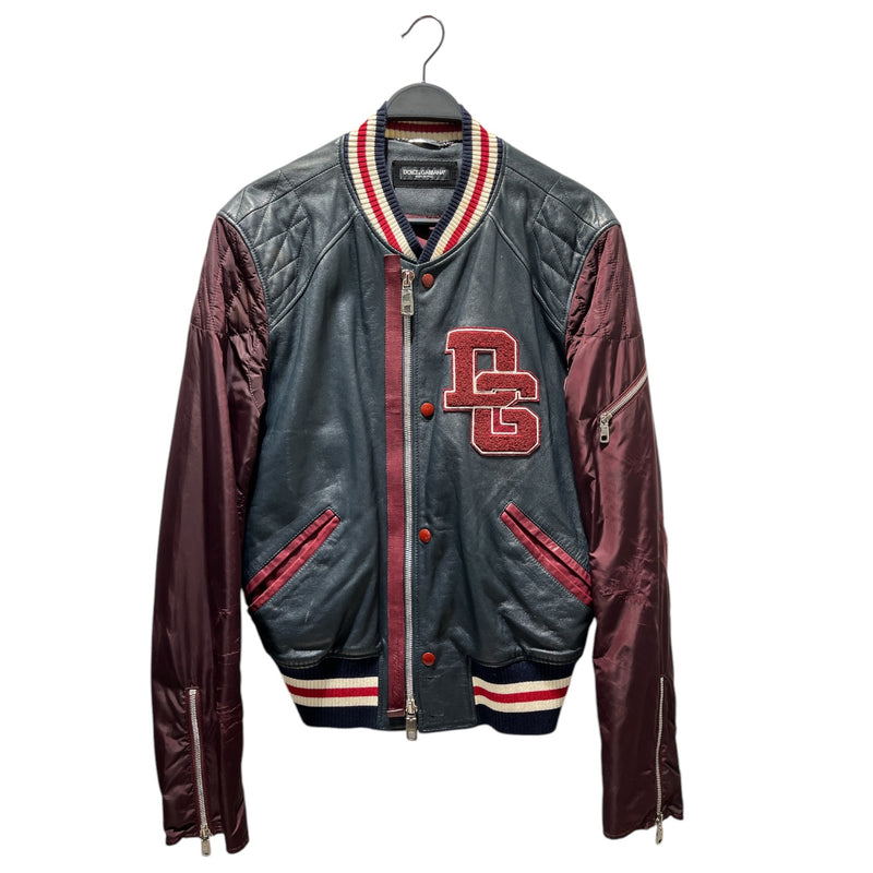 DOLCE&GABBANA/Baseball Jkt/52/Leather/NVY/