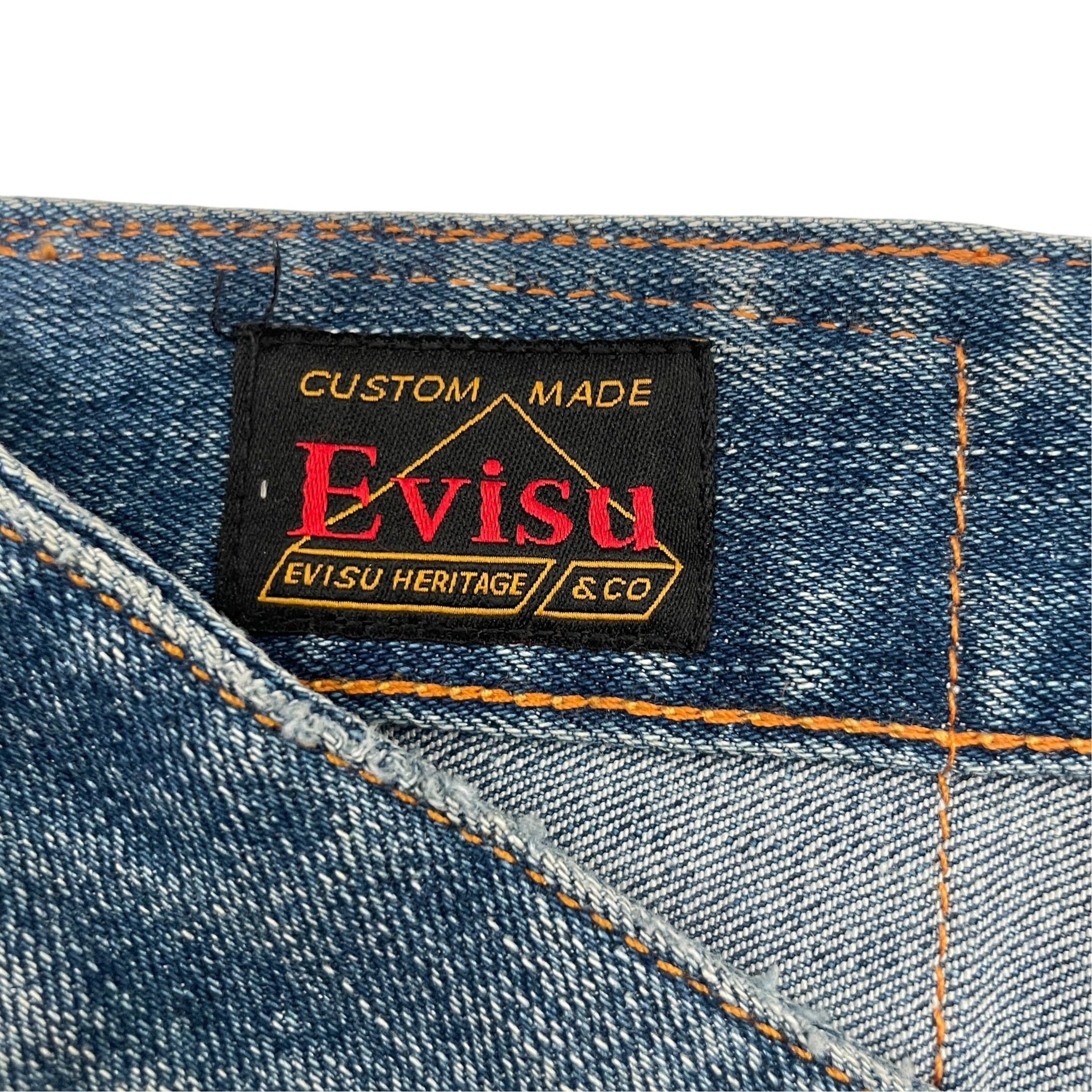 EVISU/Skinny Pants/32/Denim/IDG/white logo on back pockets view 4