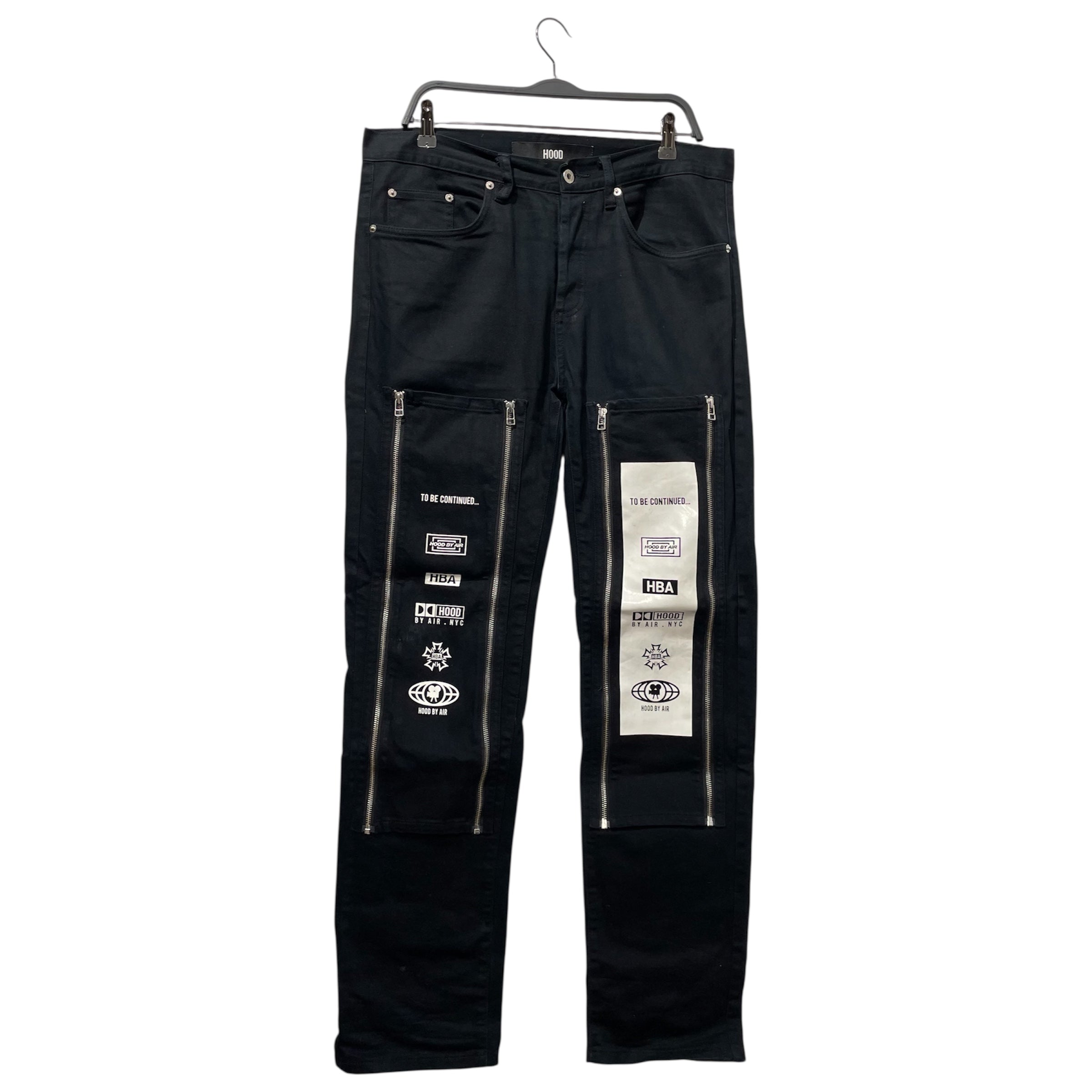 HOOD BY AIR./Straight Pants/34/Cotton/BLK/Button Fly/ZIPPER KNEE/ BONDAGE PANTS view 1