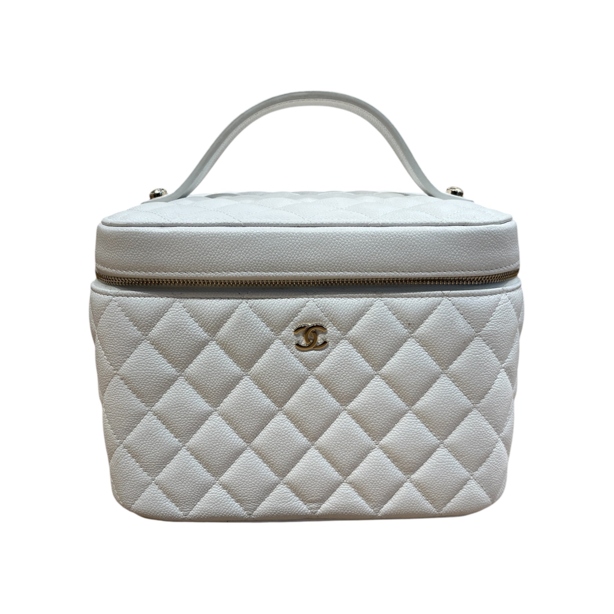 CHANEL/Hand Bag/M/Leather/WHT/CC DIAMOND QUILTED CAVIAR view 1