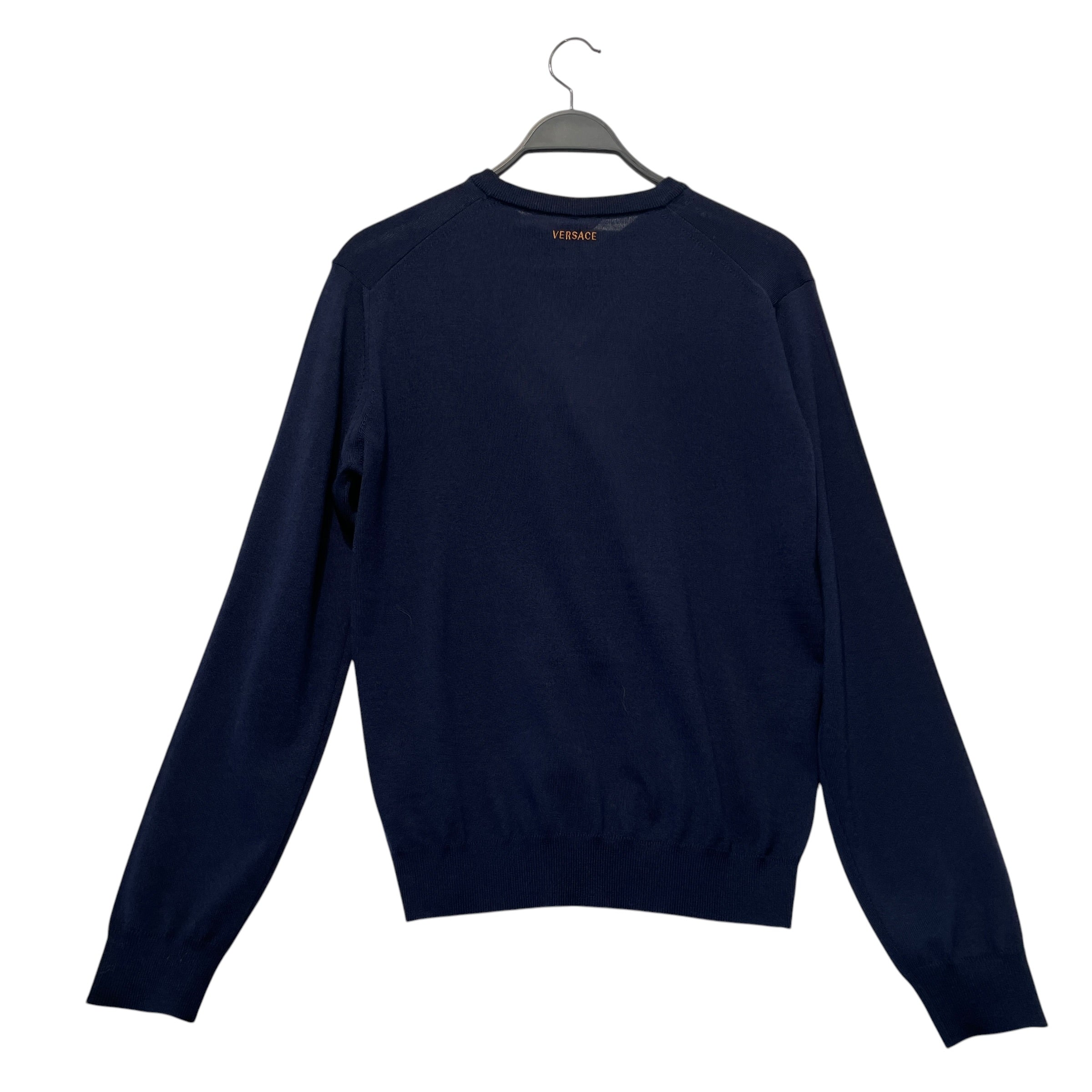 VERSACE/Sweater/48/Cotton/NVY/V-Neck Longsleeve Sweater view 2