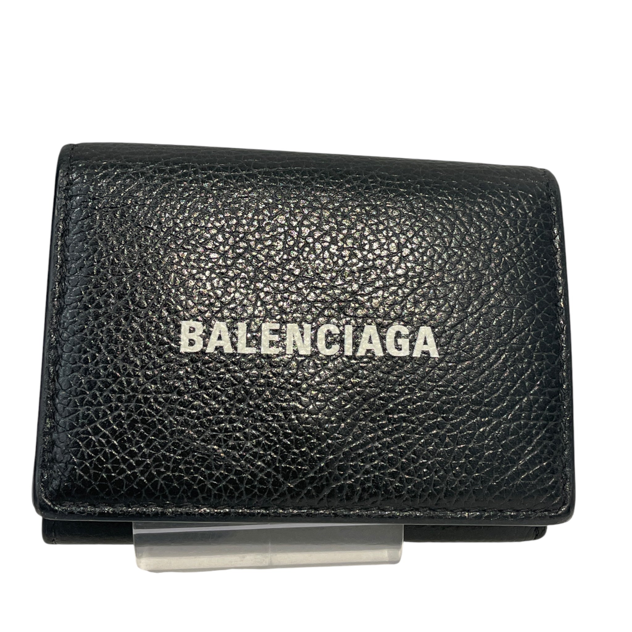 BALENCIAGA/Trifold Wallet/Leather/BLK/M's/3GX28VQ, WHT LOGO view 1
