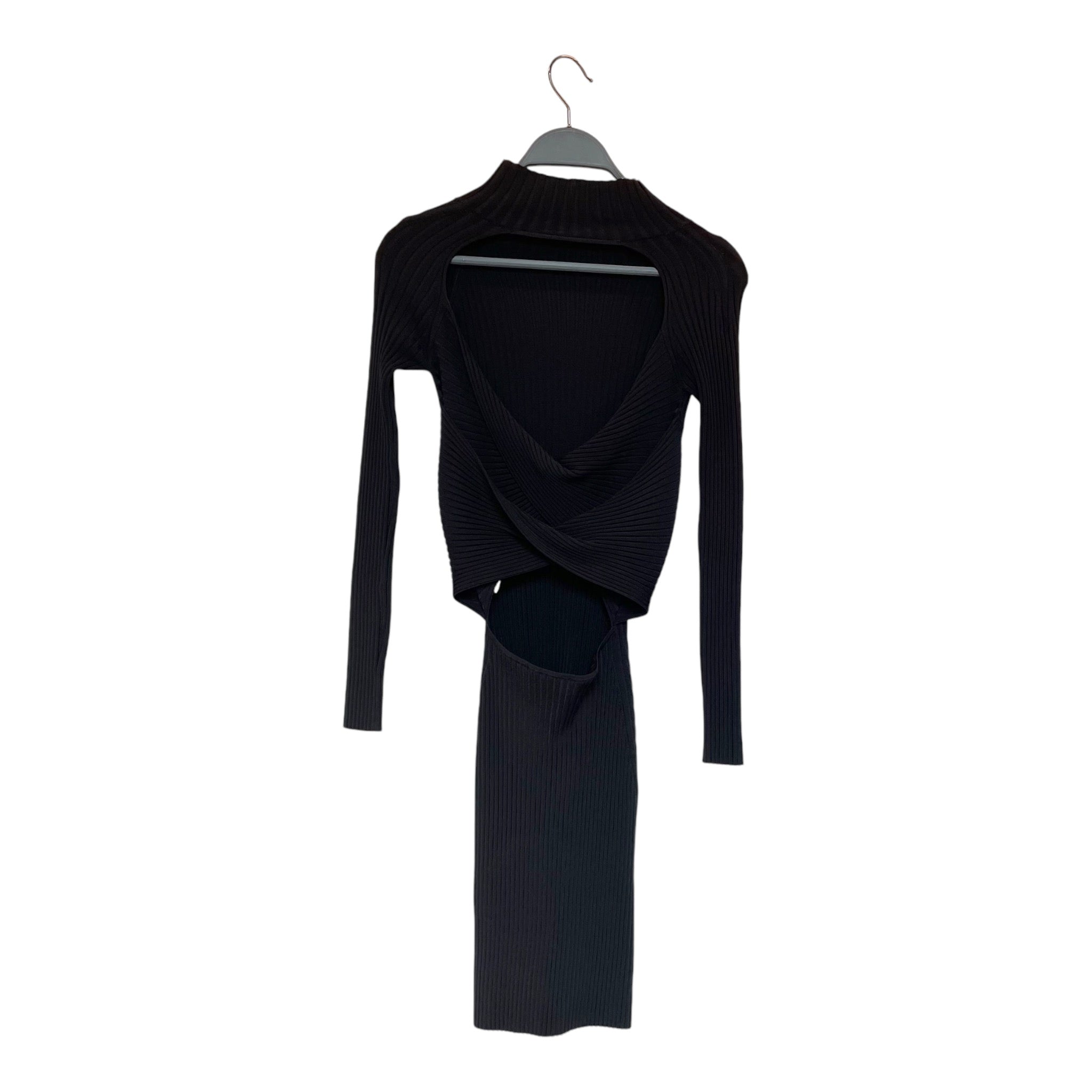 DION LEE/LS Dress/4/Rayon/BLK/RIBB/ELAZTIC/OPEN BACK view 2