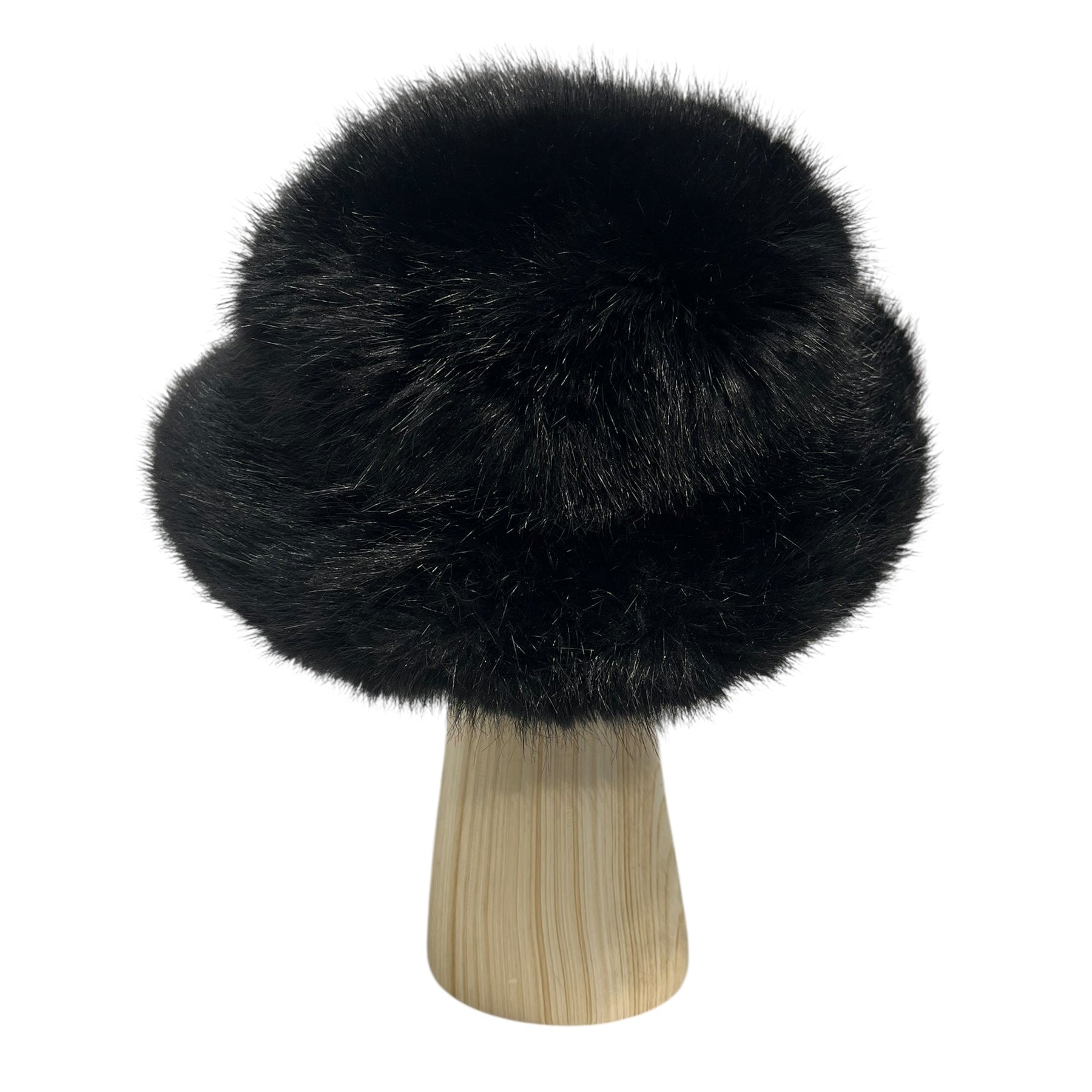 emma brewin/Bucket Hat/Fake Fur/BLK/short brim view 2