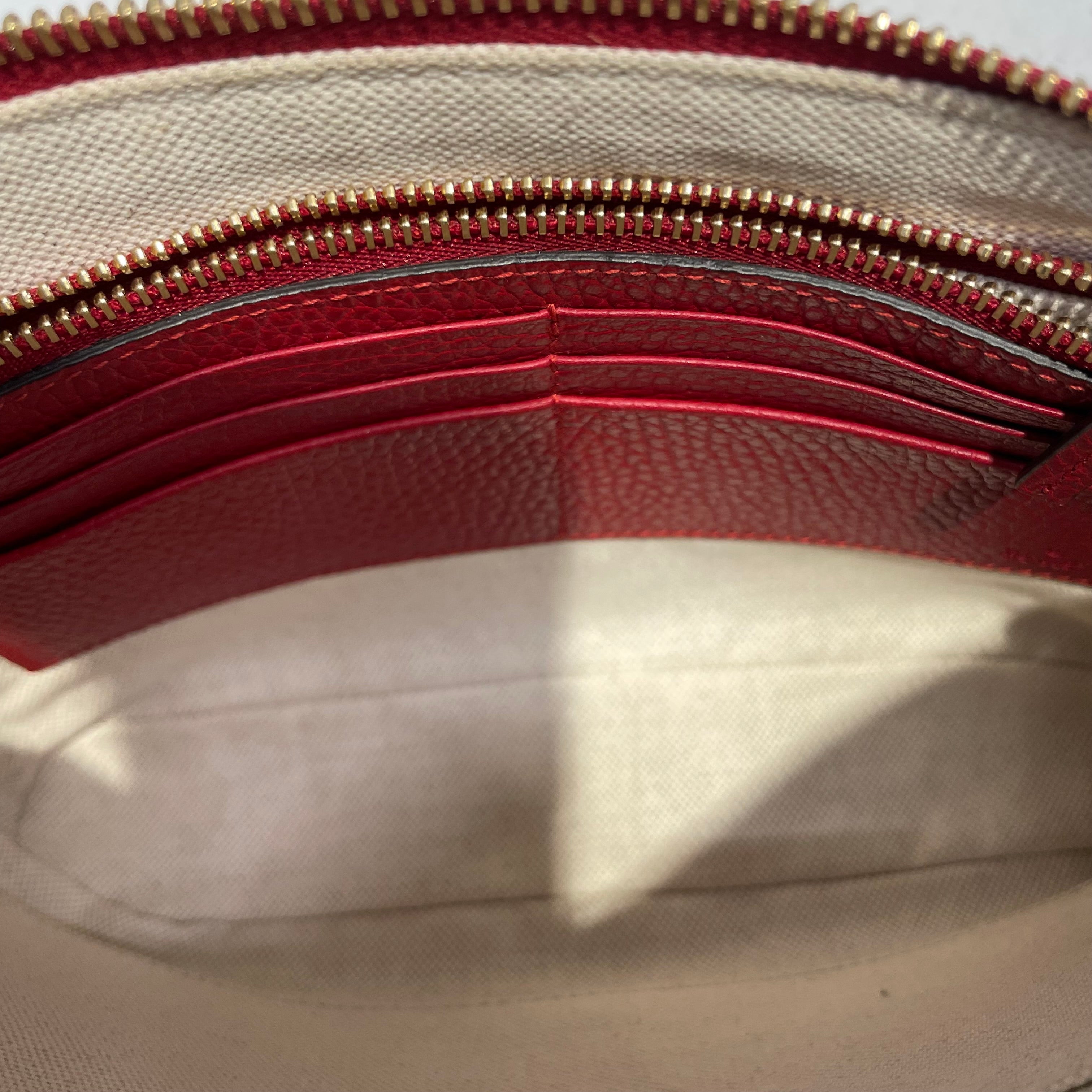 GUCCI/Pouch/Leather/RED/DOUBLE G W BOTTOM HANDLE view 6