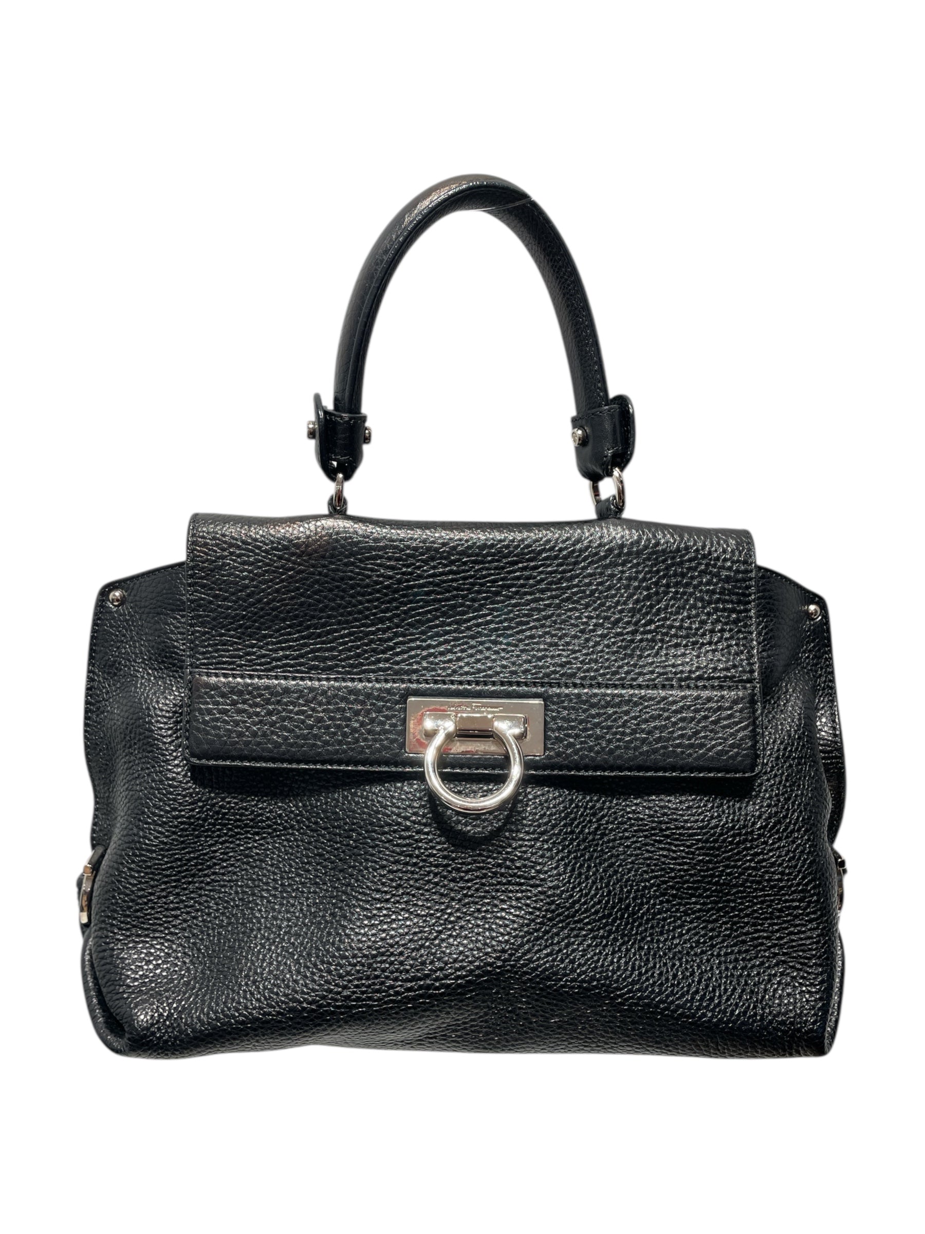 Salvatore Ferragamo/Hand Bag/Leather/BLK/Pebbled Leather Sofia Bag view 1