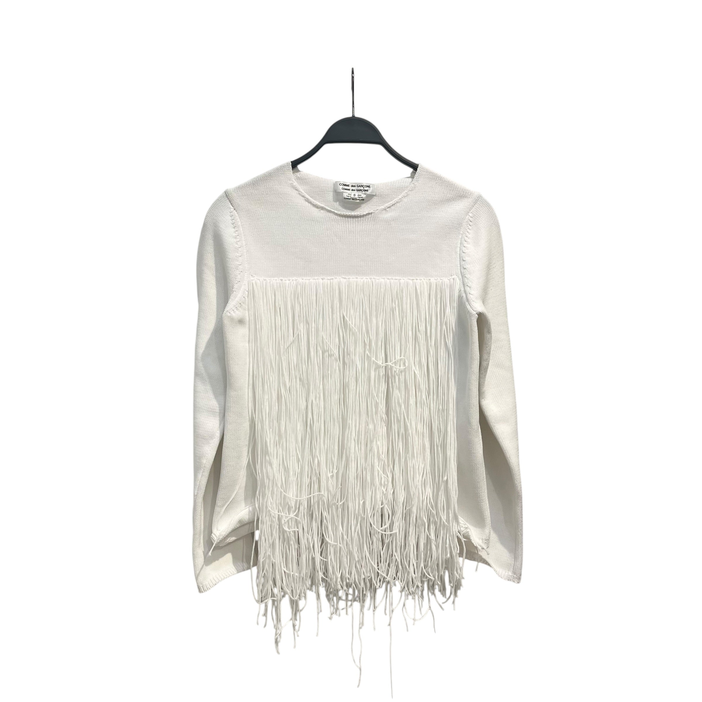 COMME des GARCONS/Sweater/S/Polyester/WHT/KNIT FRINGE SWEATER view 1