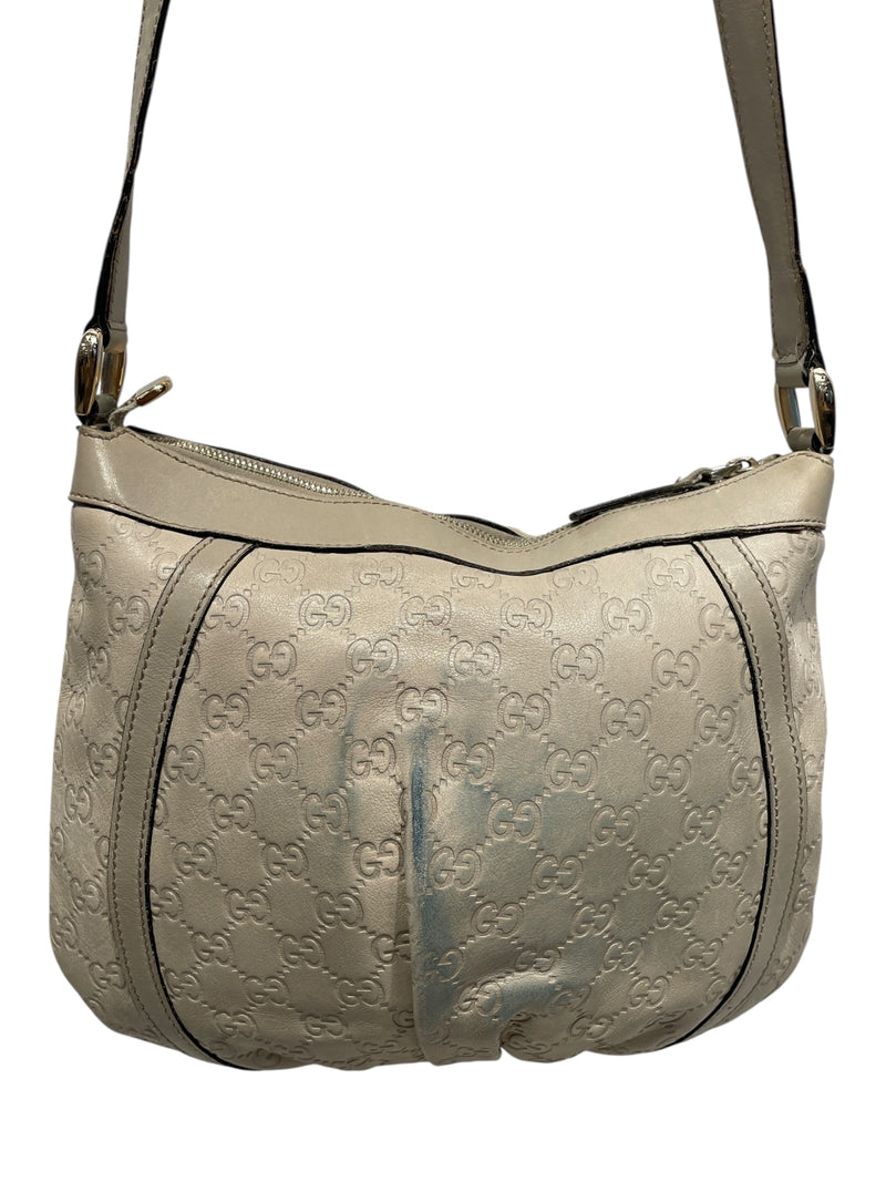 GUCCI/Cross Body Bag/Monogram/Leather/WHT/ABBEY D-RING