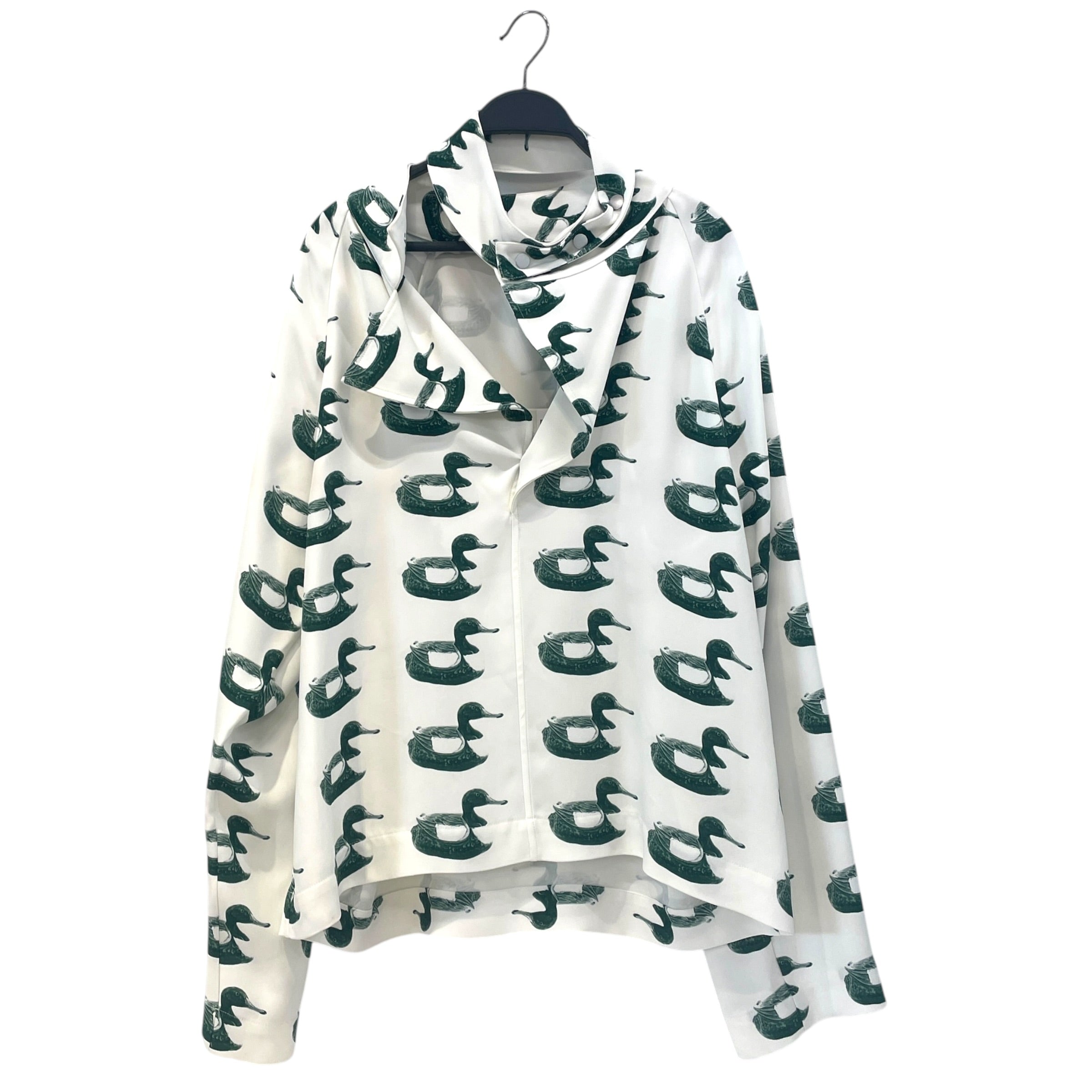 BURBERRY/LS Blouse/10/All Over Print/WHT/Green Waterbird Print view 1