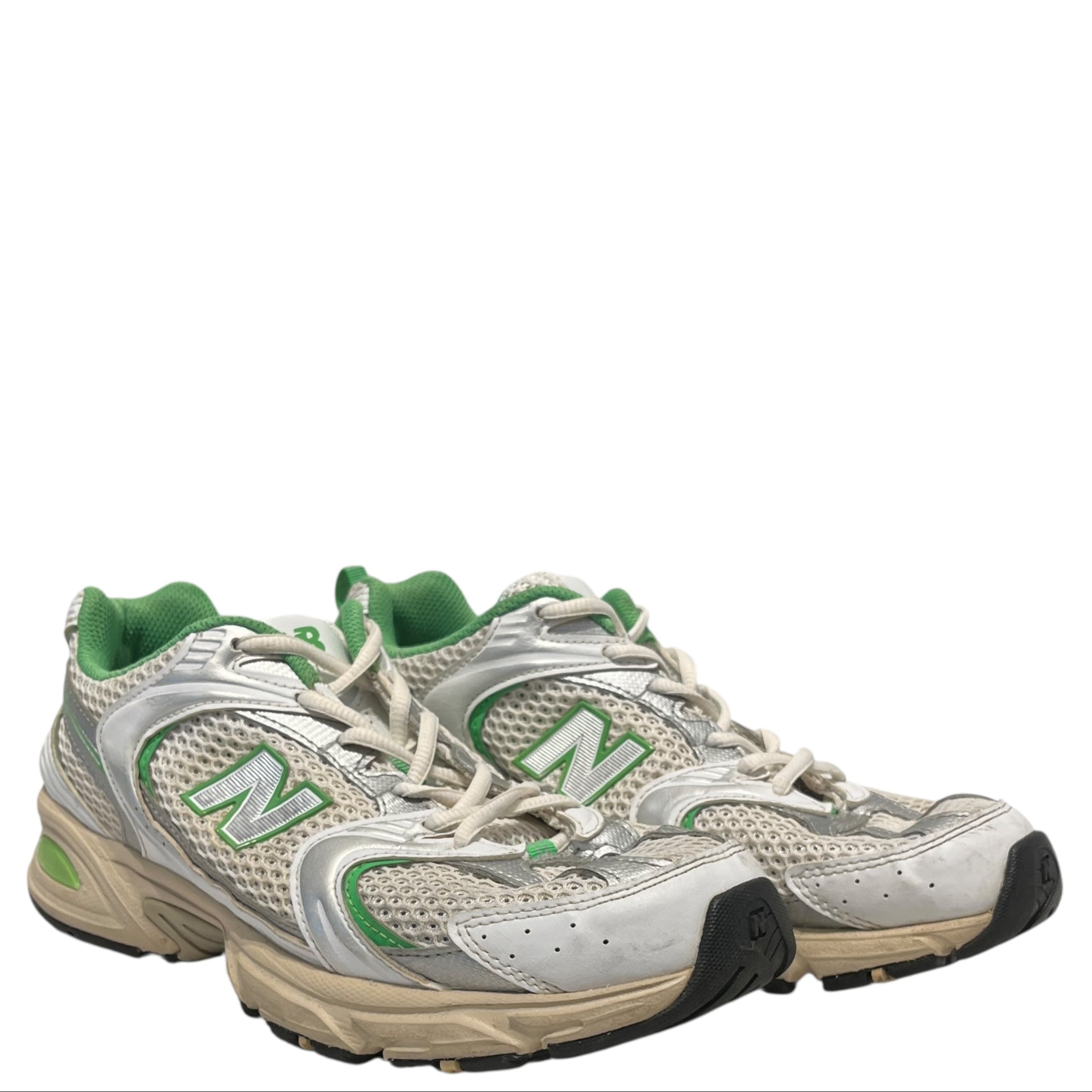 NEW BALANCE/Low-Sneakers/US 9.5/Cotton/WHT/NB 530 LIMES view 1