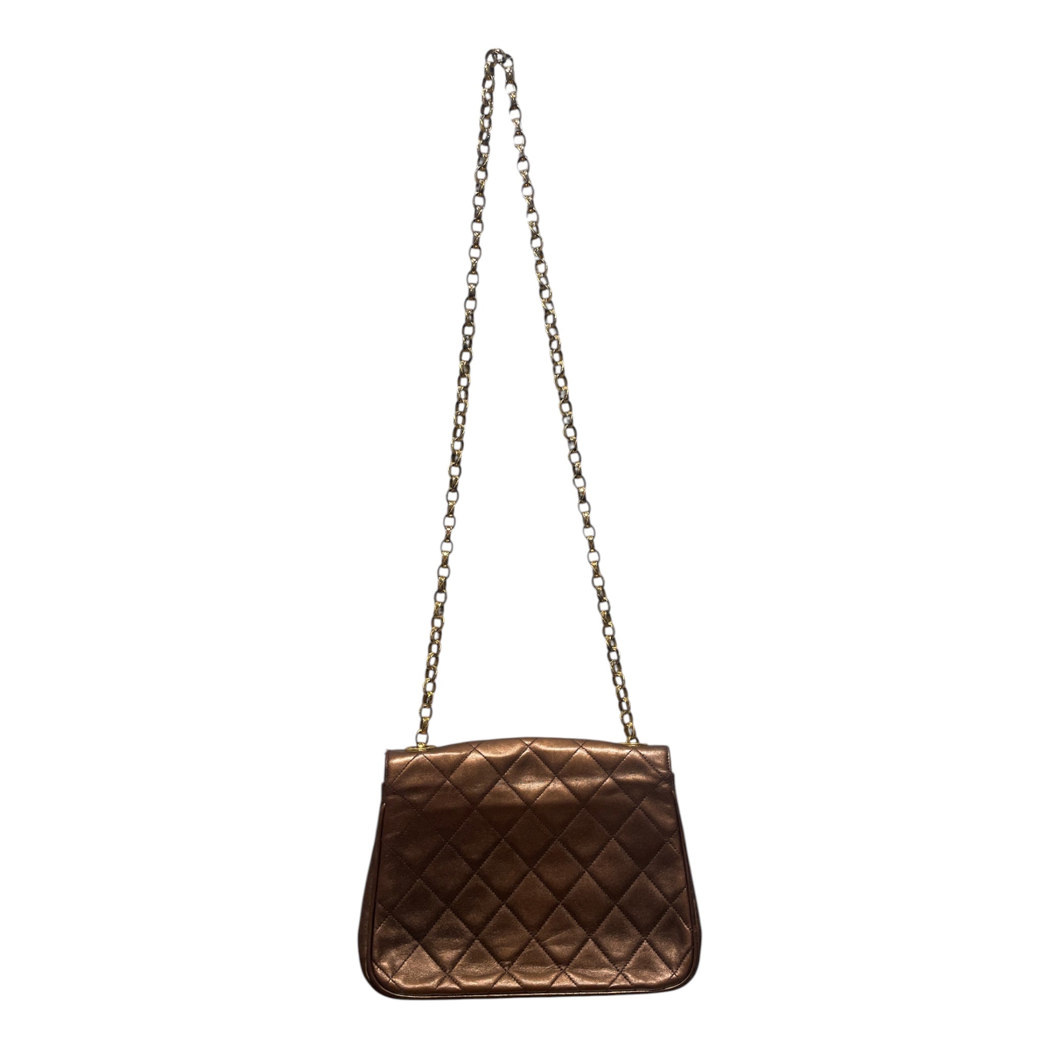 CHANEL/Cross Body Bag/Leather/BRW/flap bag gold hardware view 2