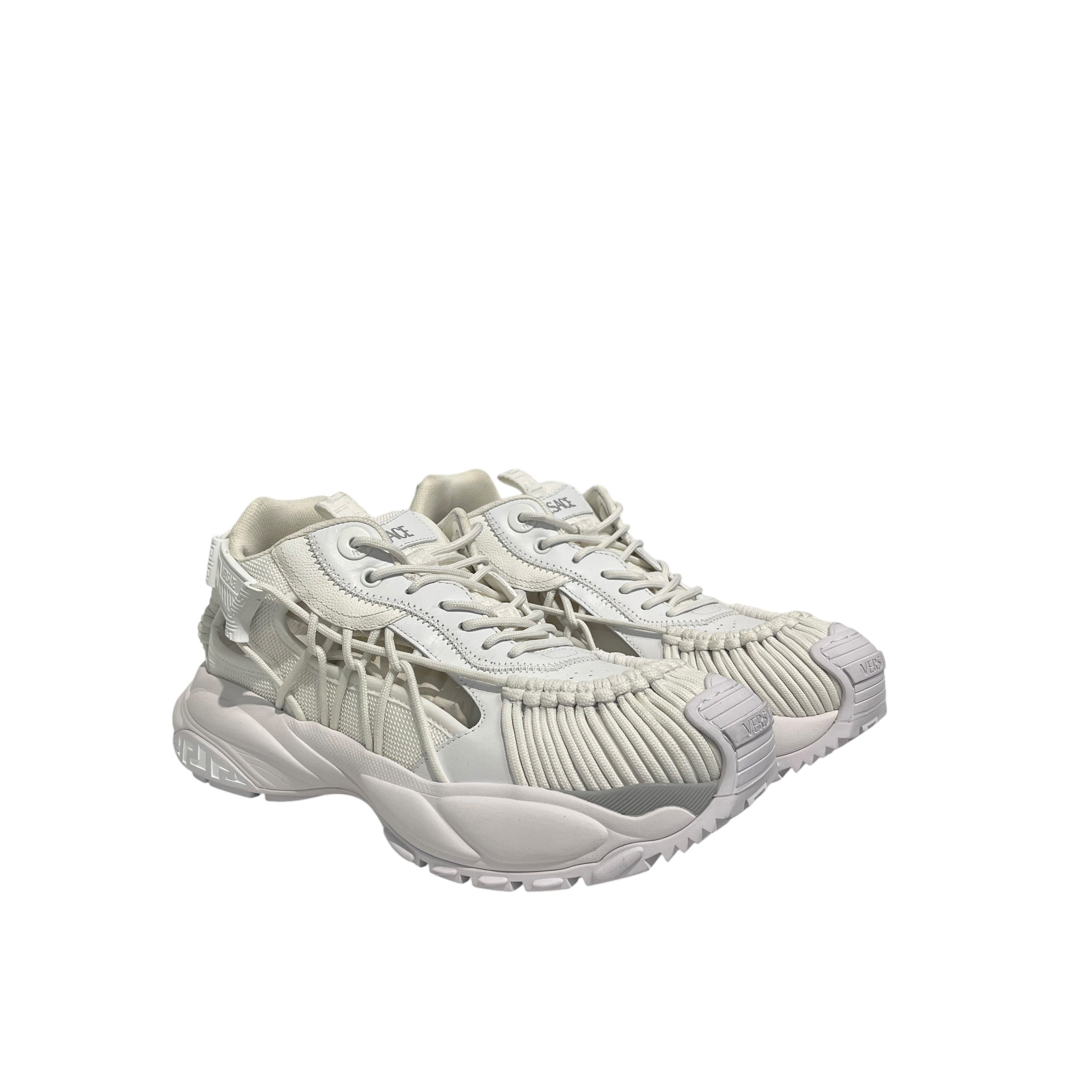 VERSACE/Low-Sneakers/US 9/Leather/WHT/Vitello + Lav Croquet White view 1