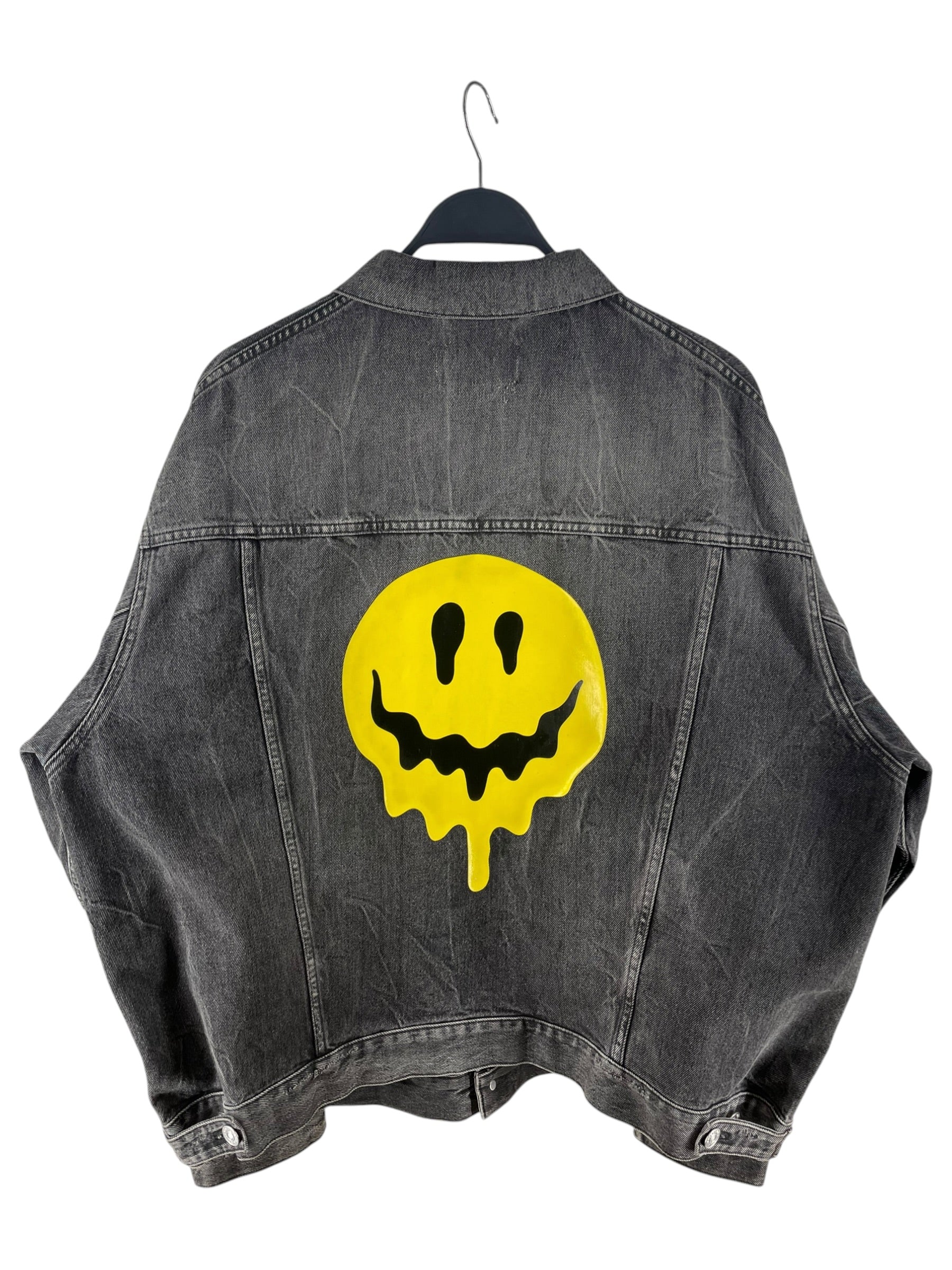 BALENCIAGA/Denim Jkt/S/Denim/GRY/Graphic/MELTING SMILEY FACE SS21 view 2