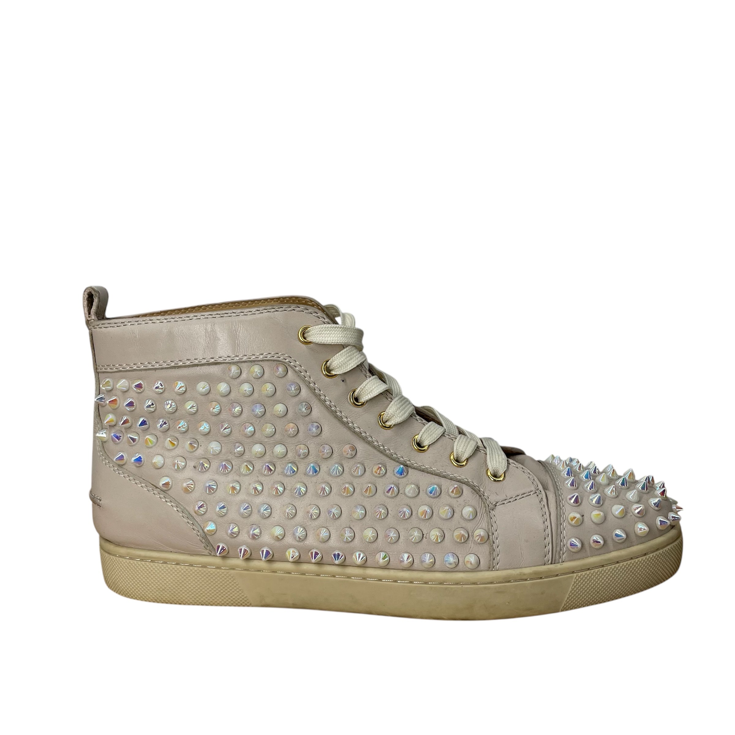 Christian Louboutin/Hi-Sneakers/EU 44/All Over Print/Leather/BEG/opal spikes all over view 2