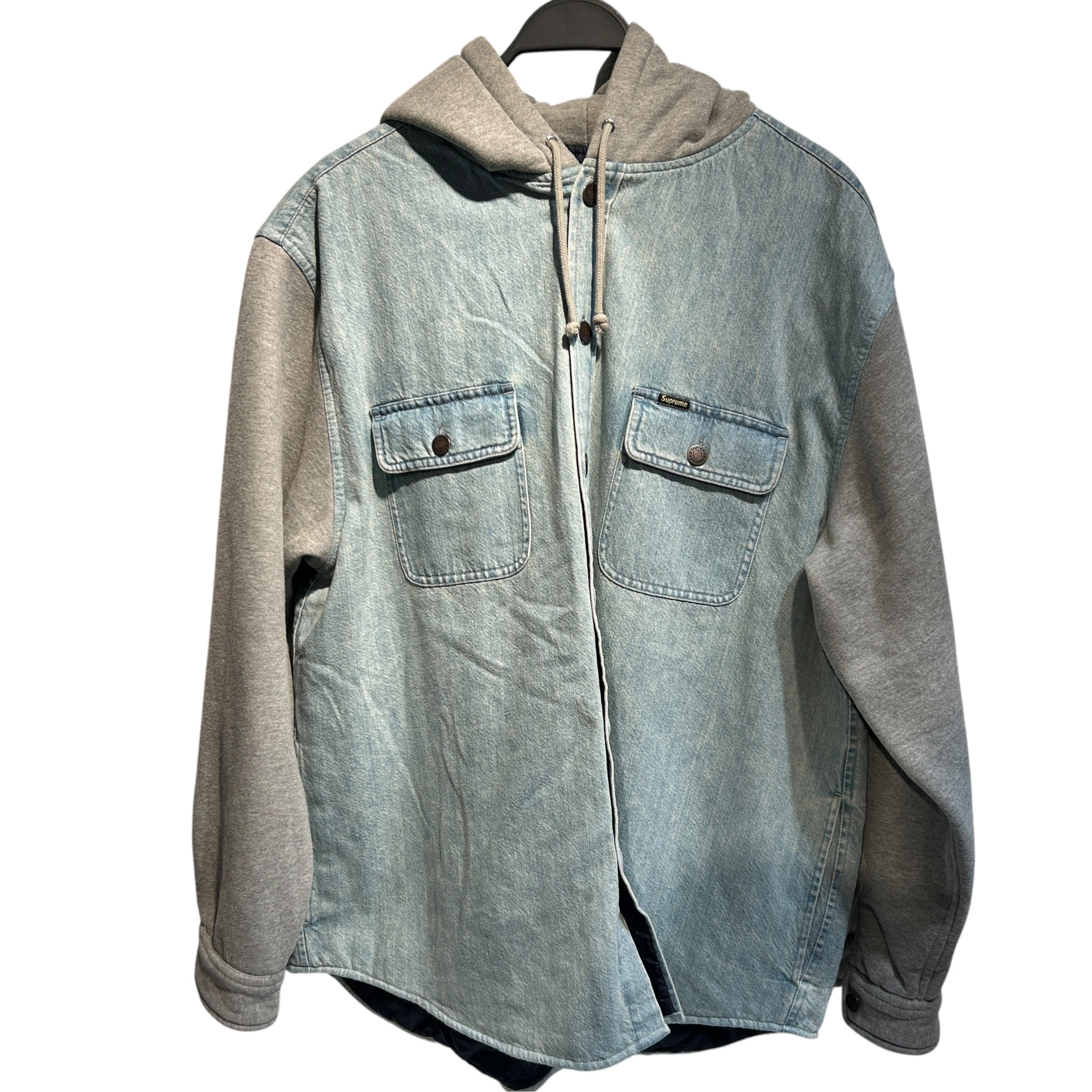 Supreme/Denim Jkt/XL/Cotton/BLU/HOODIE DENIM JACKET/GRY HOOD view 1