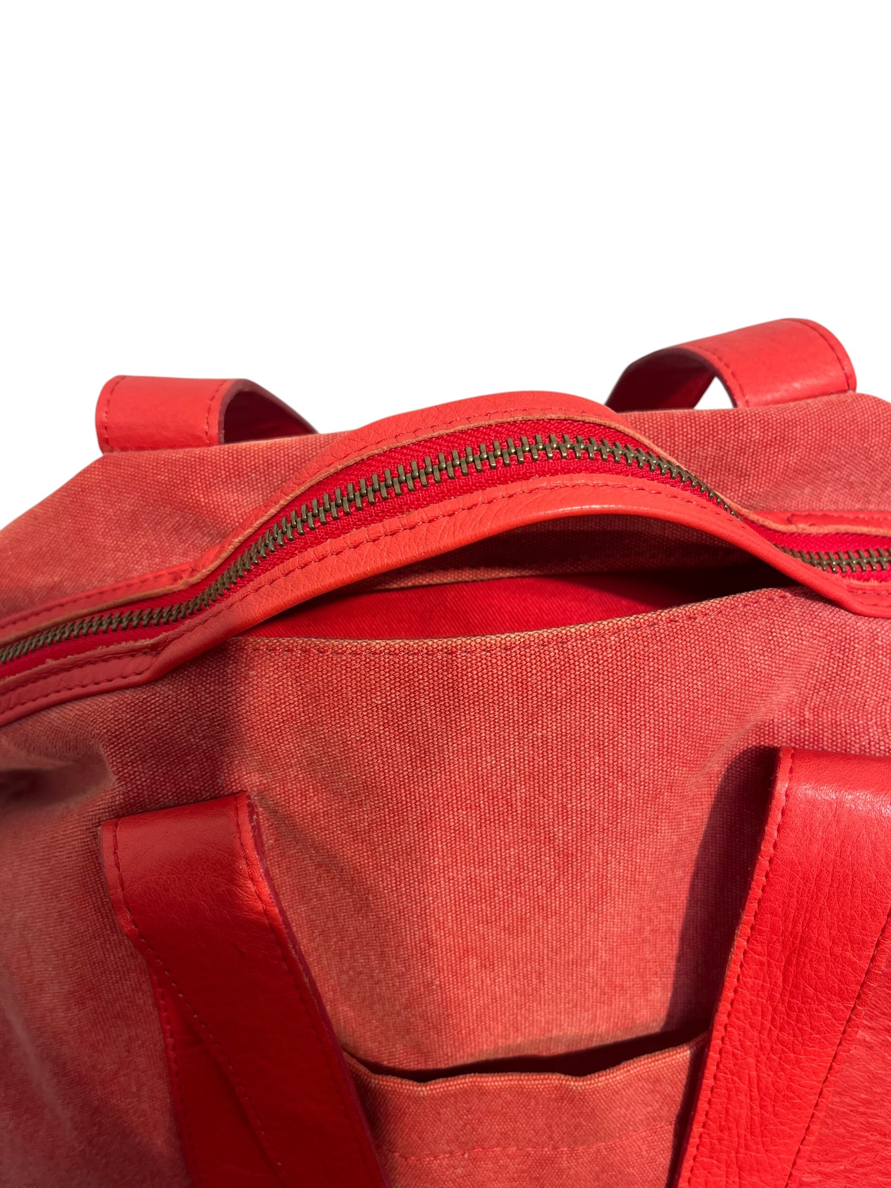 MM6/Tote Bag/Cotton/RED/LEATHER HANDLES view 4