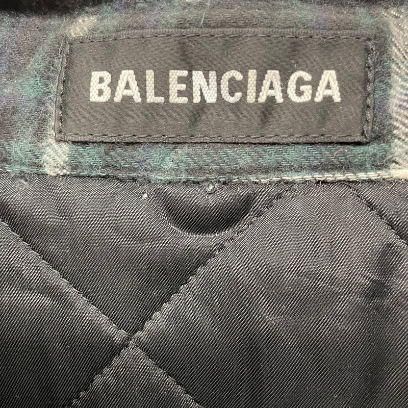 BALENCIAGA/Puffer Vest/40/Plaid/Cotton/GRN/TWO FRONT POCKETS