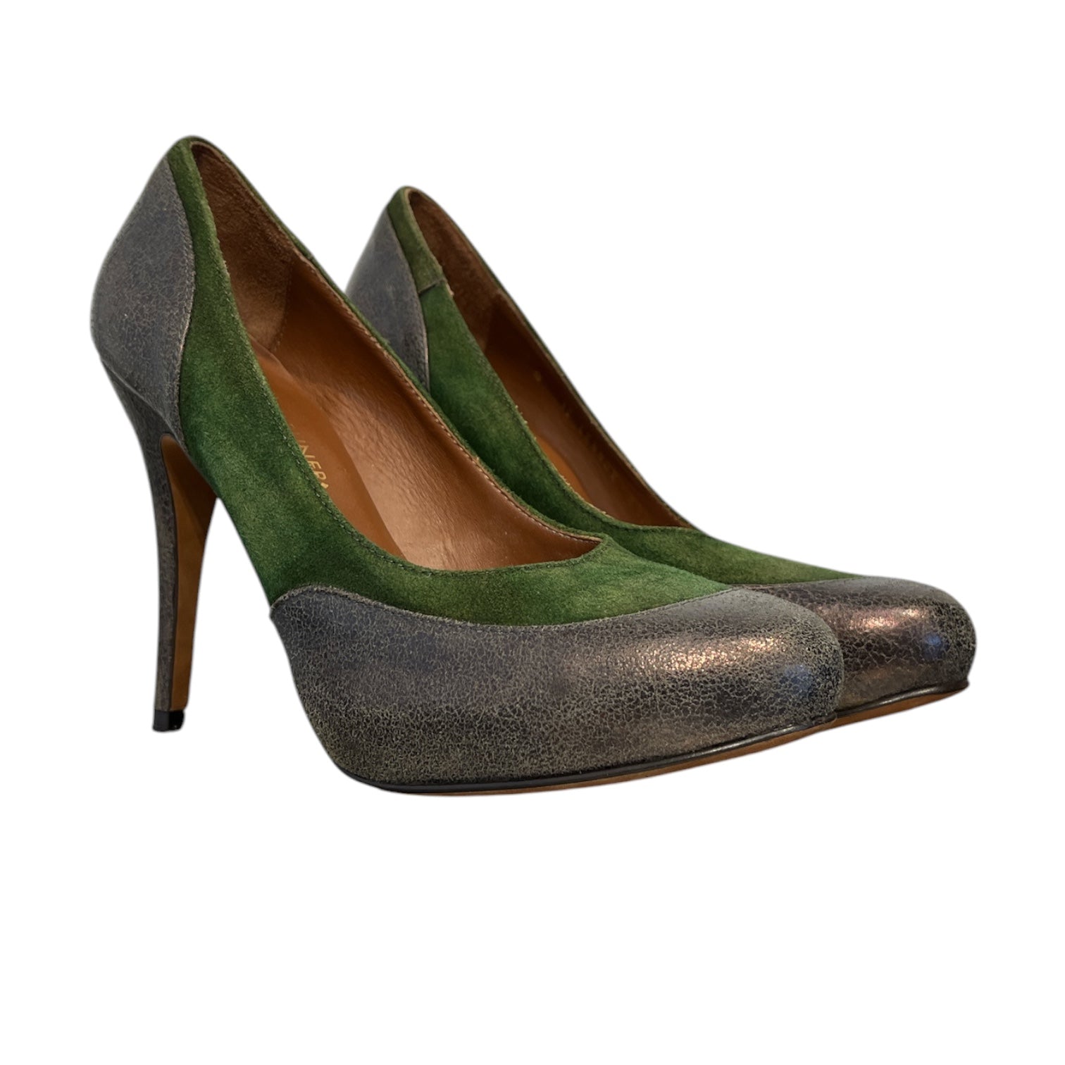 Donald J Pliner/Heels/US 6.5/Suede/GRN/Green and metallic foil view 1