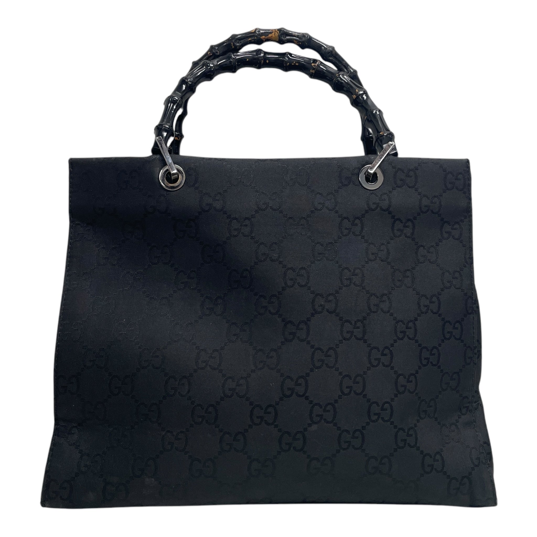 GUCCI/Hand Bag/All Over Print/Cotton/BLK/GUCCISAMA BAMBOO HANDLES view 2