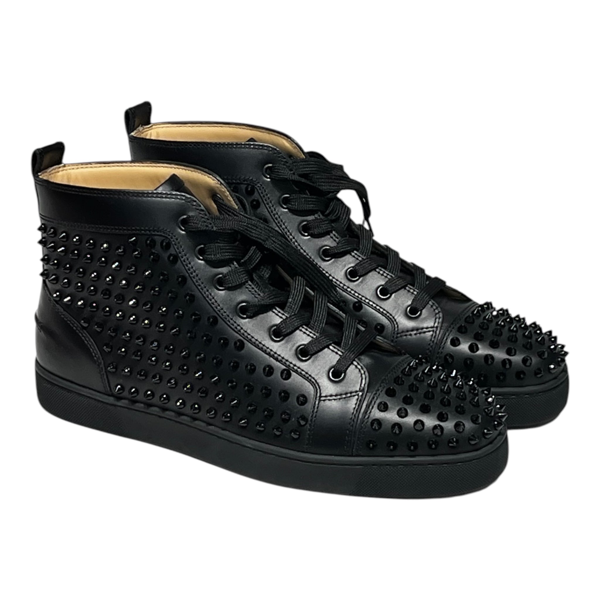 Christian Louboutin/Hi-Sneakers/EU 45/Leather/BLK/Spike Sneaker High Top view 1