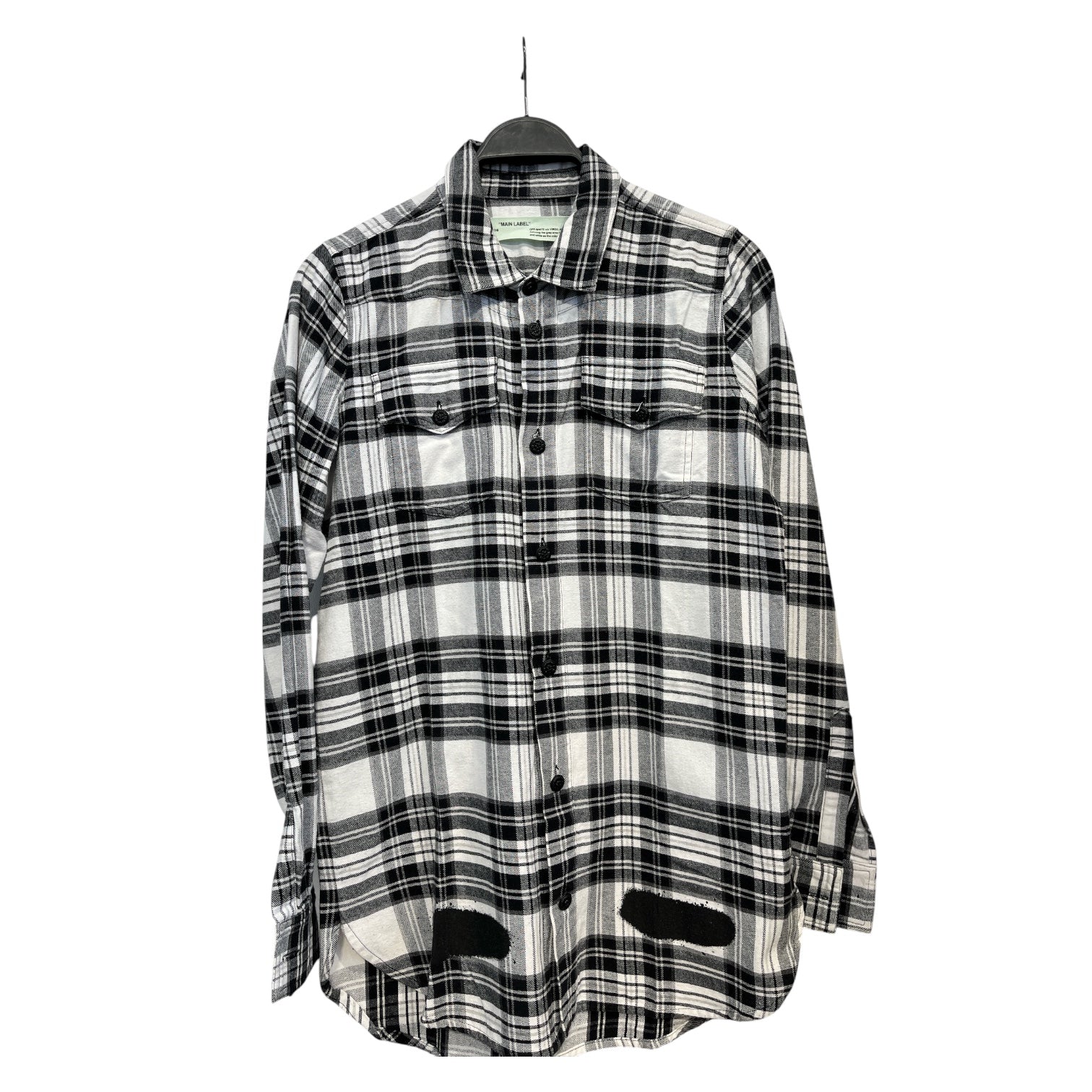 OFF-WHITE/Flannel Shirt/XS/WHT/Plaid/paint graphic view 1