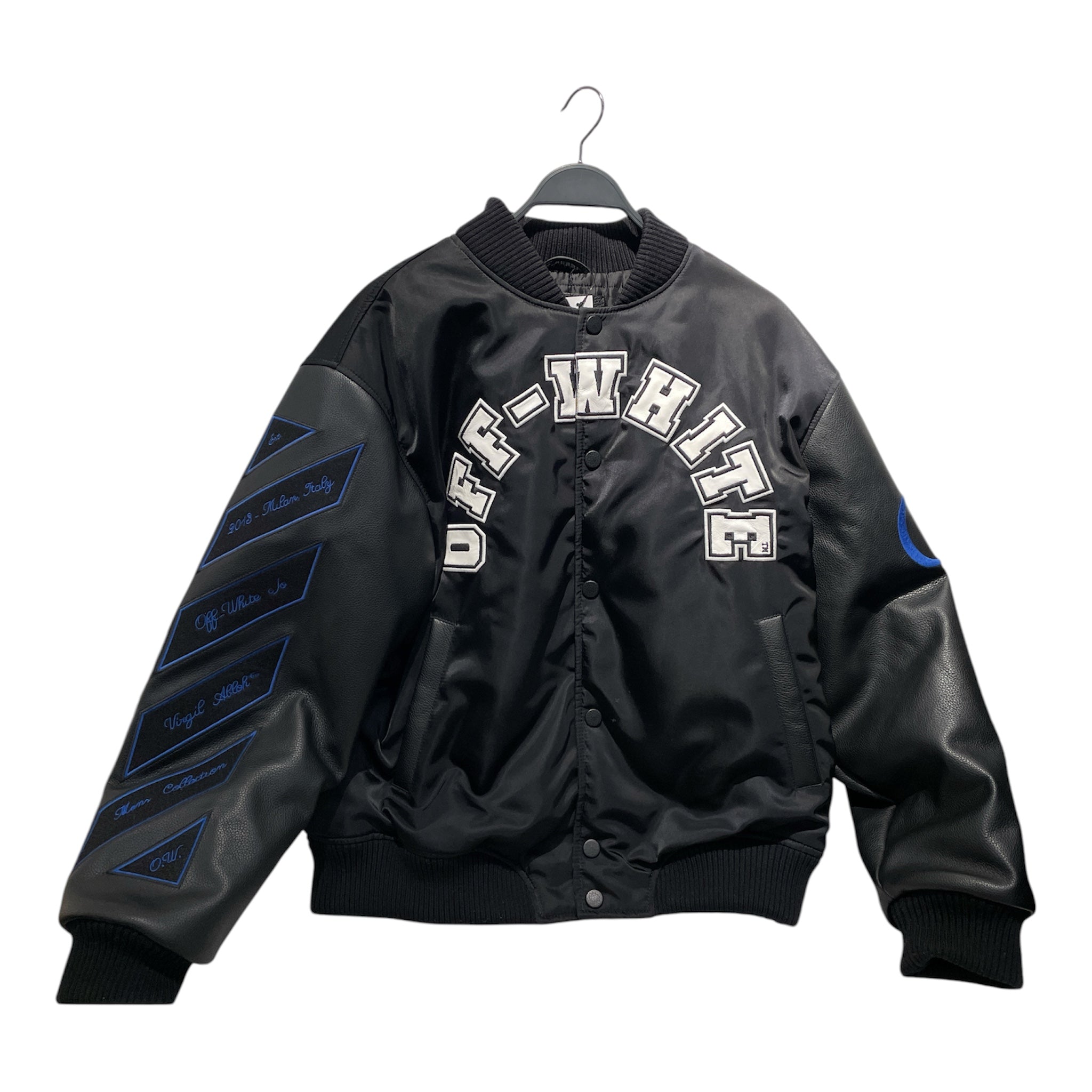OFF-WHITE/Baseball Jkt/46/Leather/BLK/ view 1
