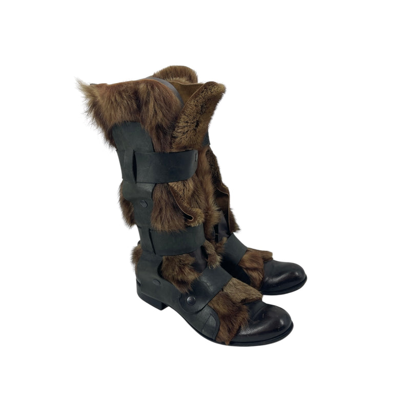 gianni barbato/Boots/US 10/Animal Pattern/Fur/CML/WOLF FUR TALL BOOTS