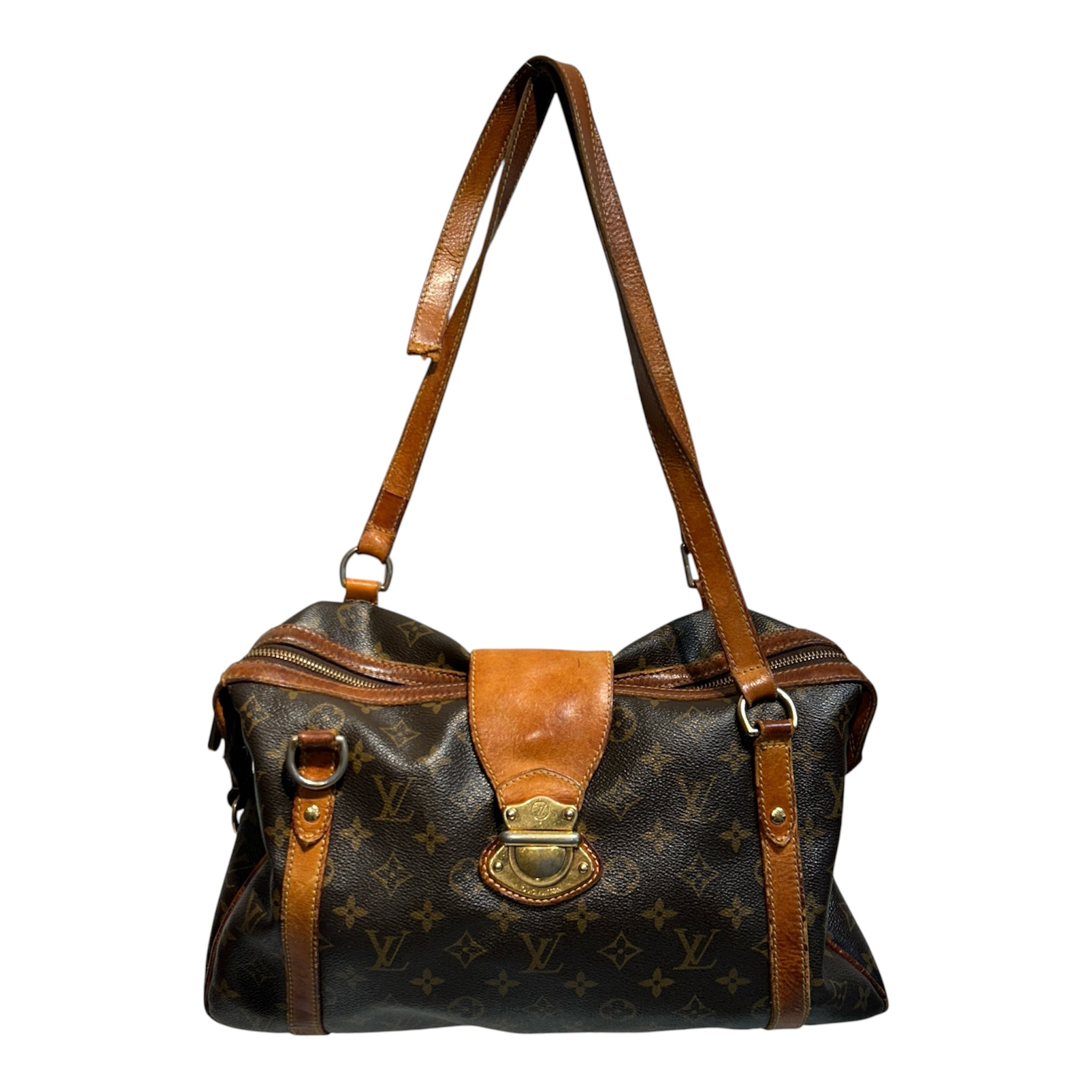 LOUIS VUITTON/Hand Bag/Monogram/Leather/BRW/GOLD BUCKLE/BROKEN HANDLE view 1