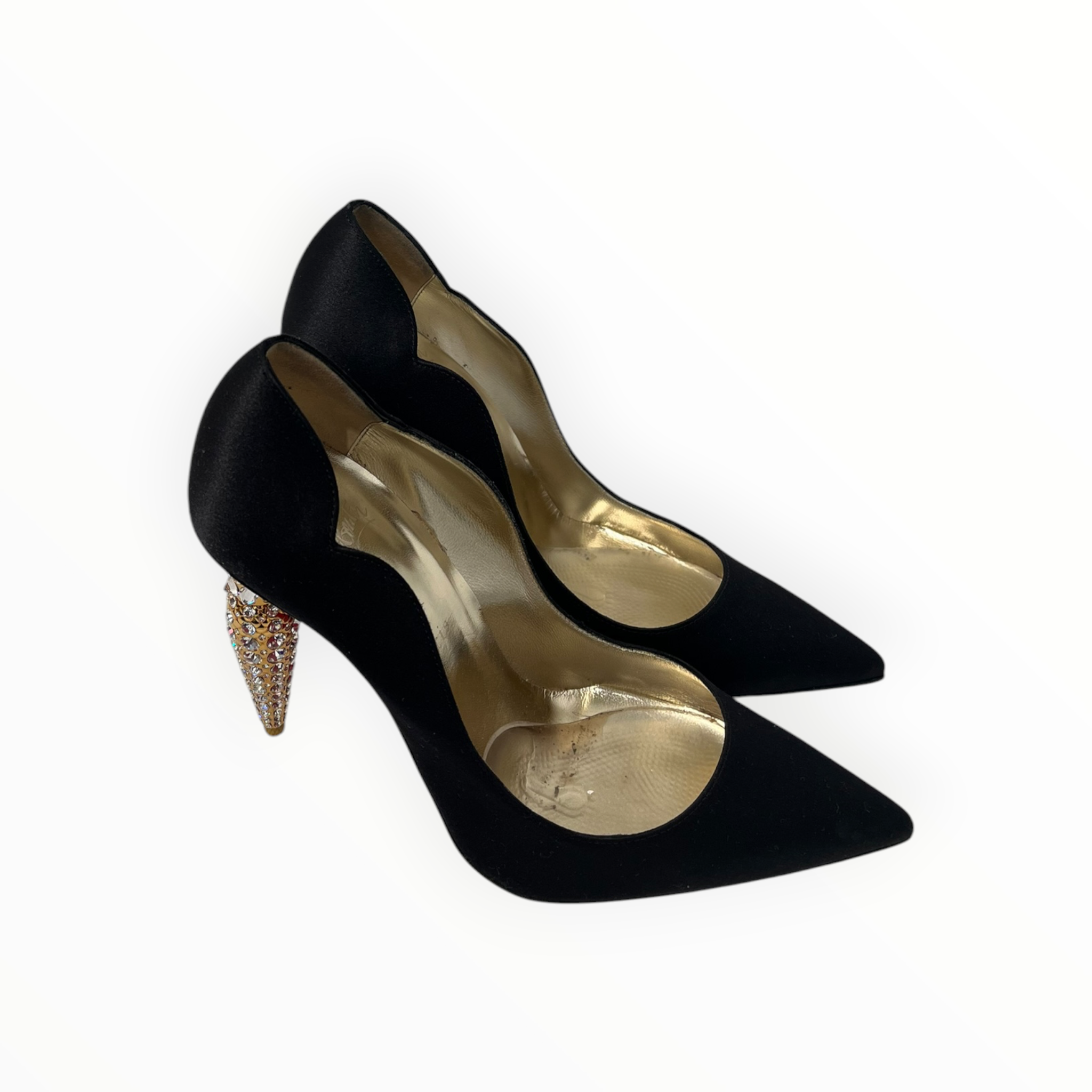 Christian Louboutin/Heels/EU 38/BLK/CRYSTAL HEEL view 2