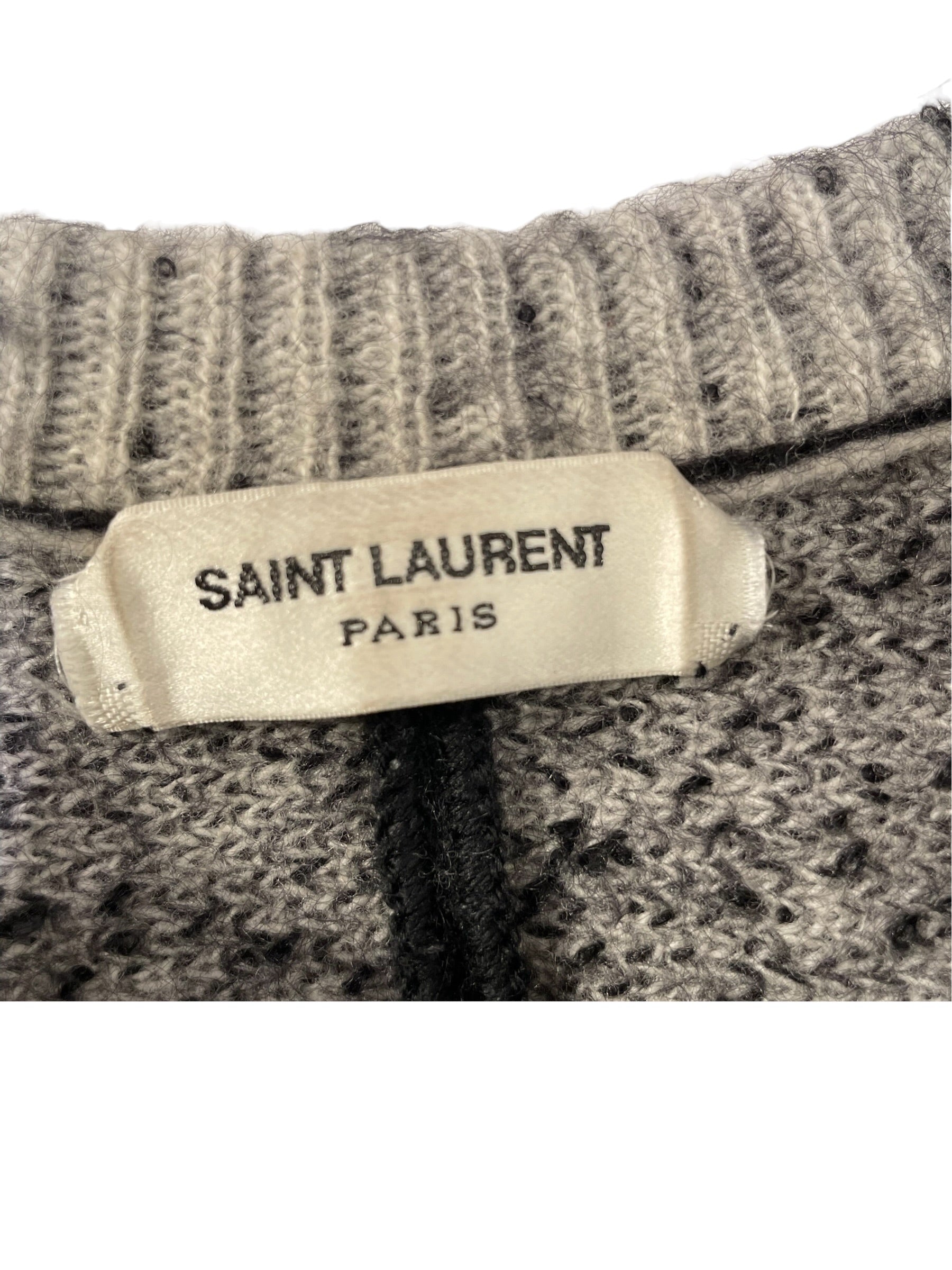SAINT LAURENT/Sweater/Stripe/Mohair/GRY/DRIFT STRIPE MOHAIR SLP view 3