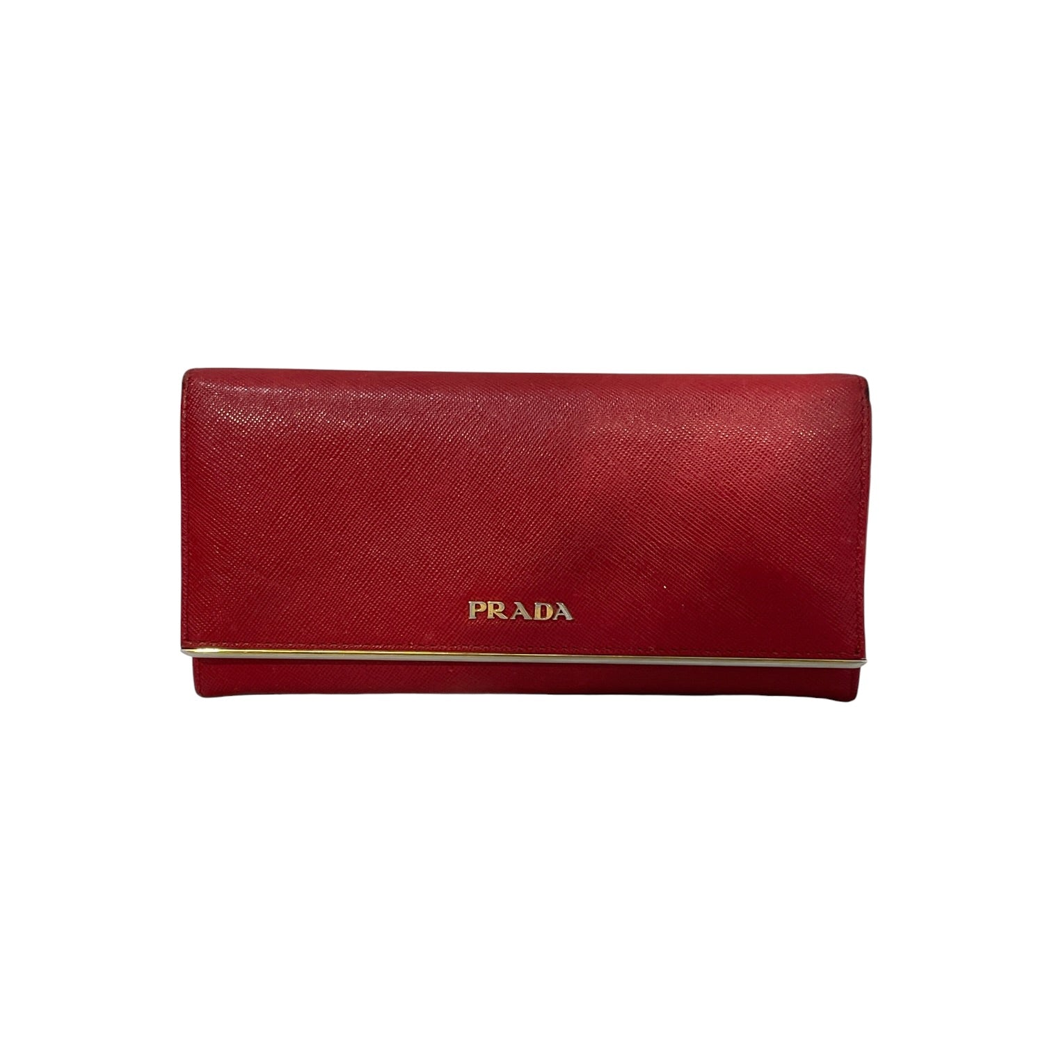 PRADA/Long Wallet/Leather/RED/L's/Saffiano Sleek Metal Accent view 1
