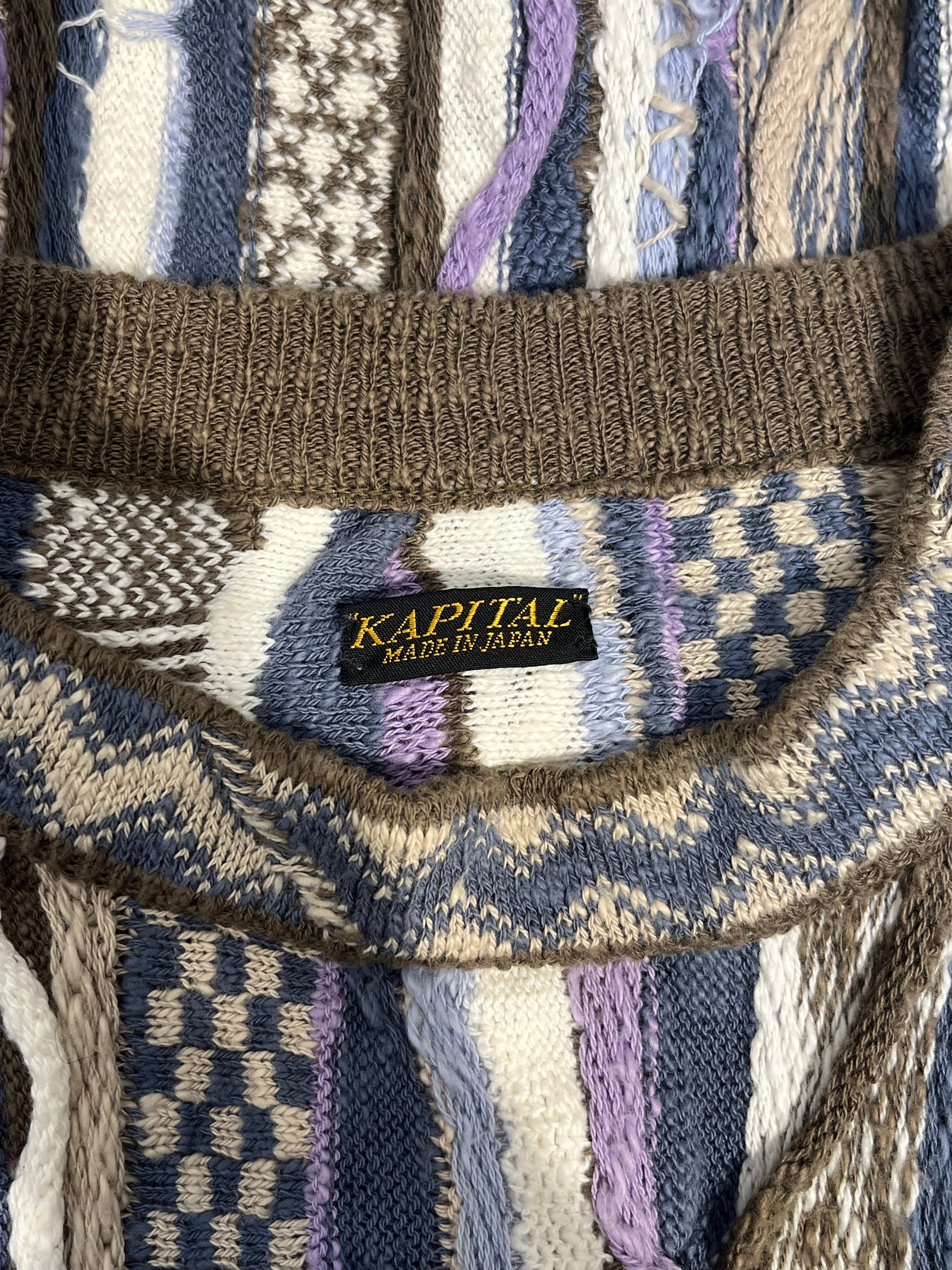 KAPITAL/HeavyKnit Vest/5/Stripe/Cotton/PPL/7 G CABLE KNIT view 3