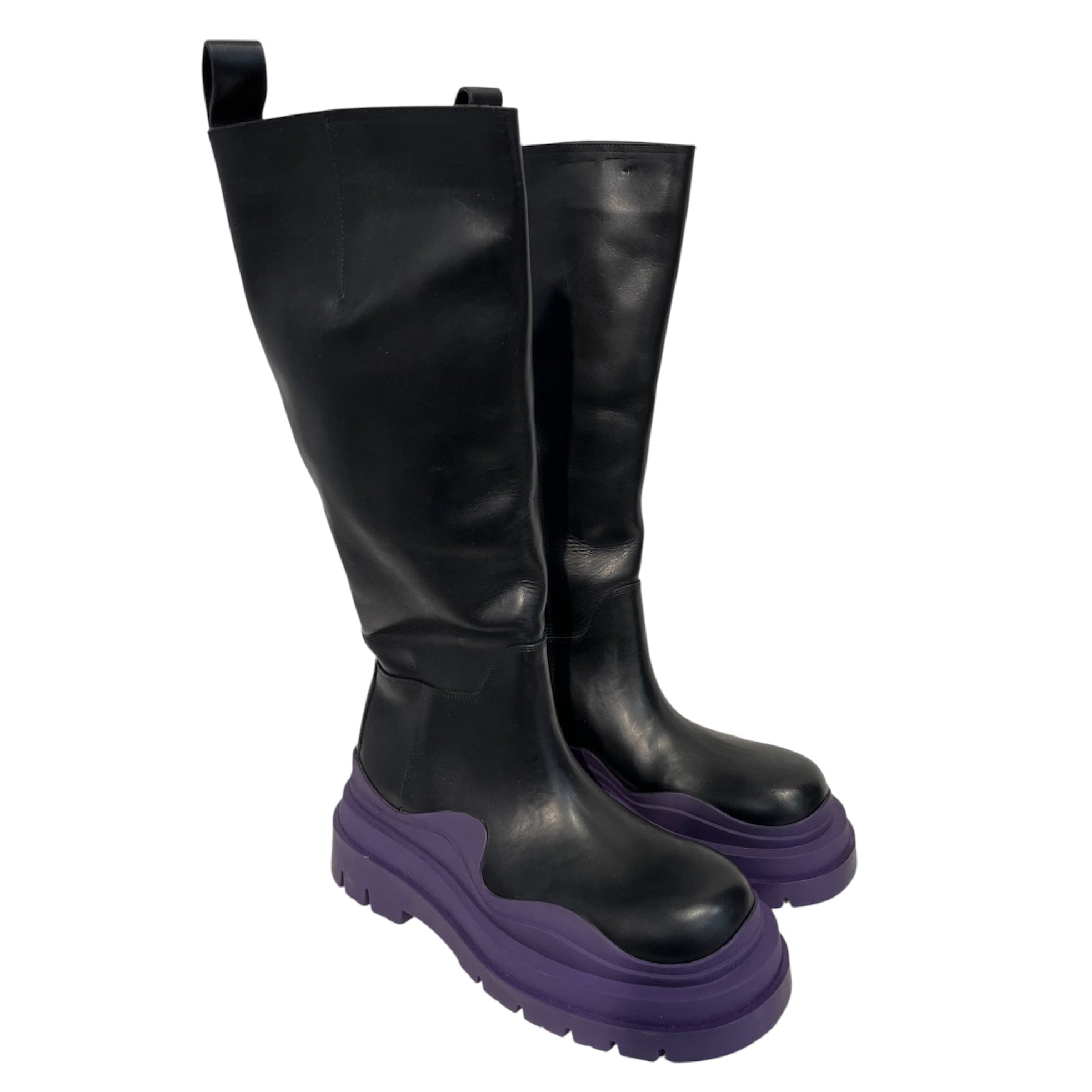 BOTTEGA VENETA/Long Boots/EU 39/Leather/BLK/purple sole view 1