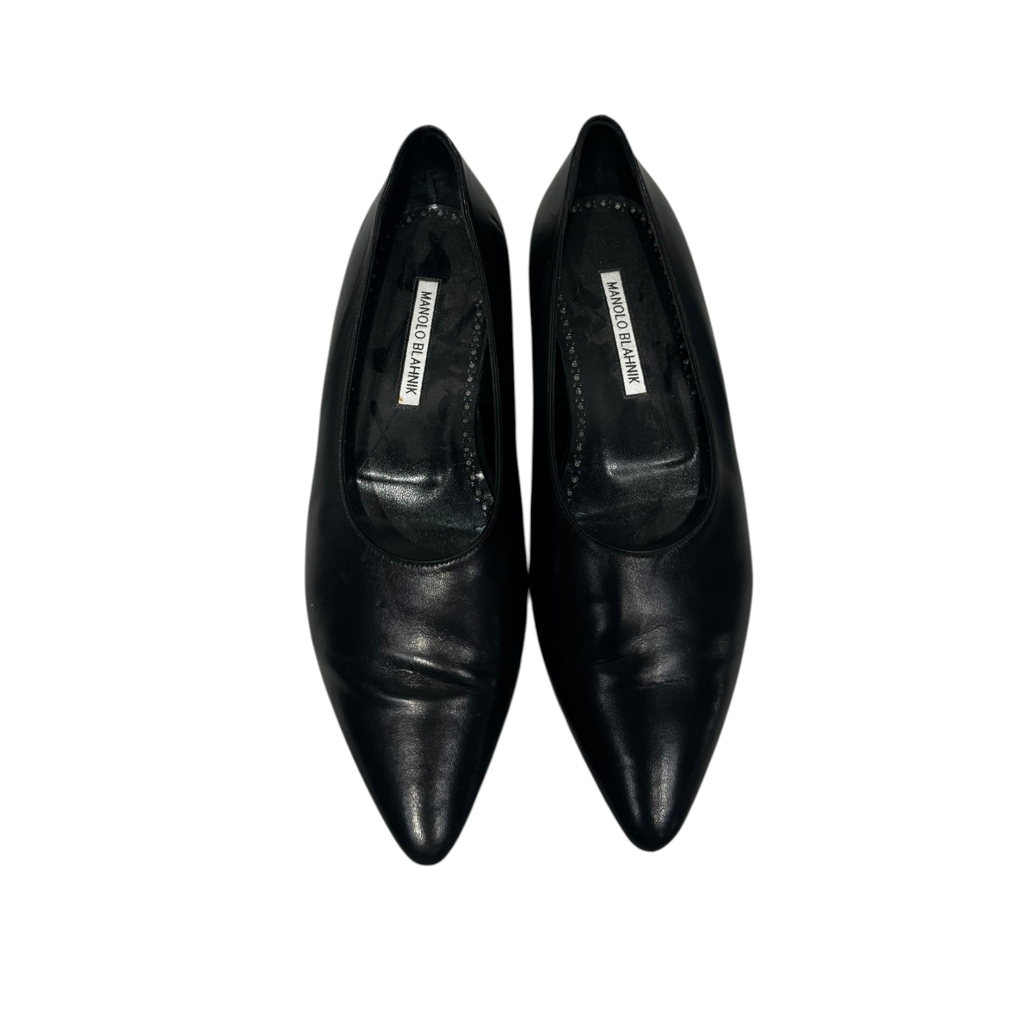 MANOLO BLAHNIK/Flat Shoes/EU 38/Leather/BLK/ view 1