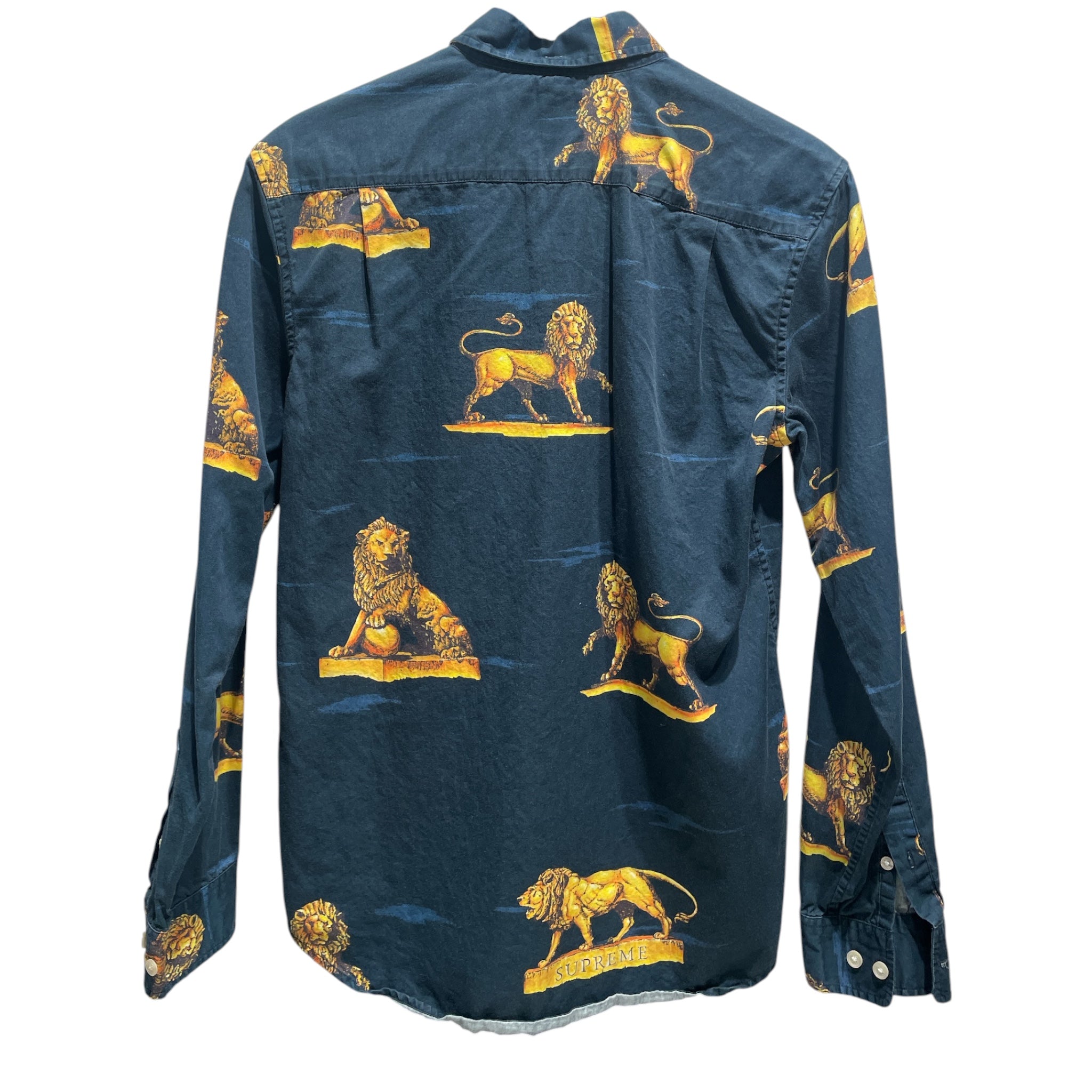 Supreme/LS Shirt/S/Cotton/NVY/All Over Print/Gold Lions view 2