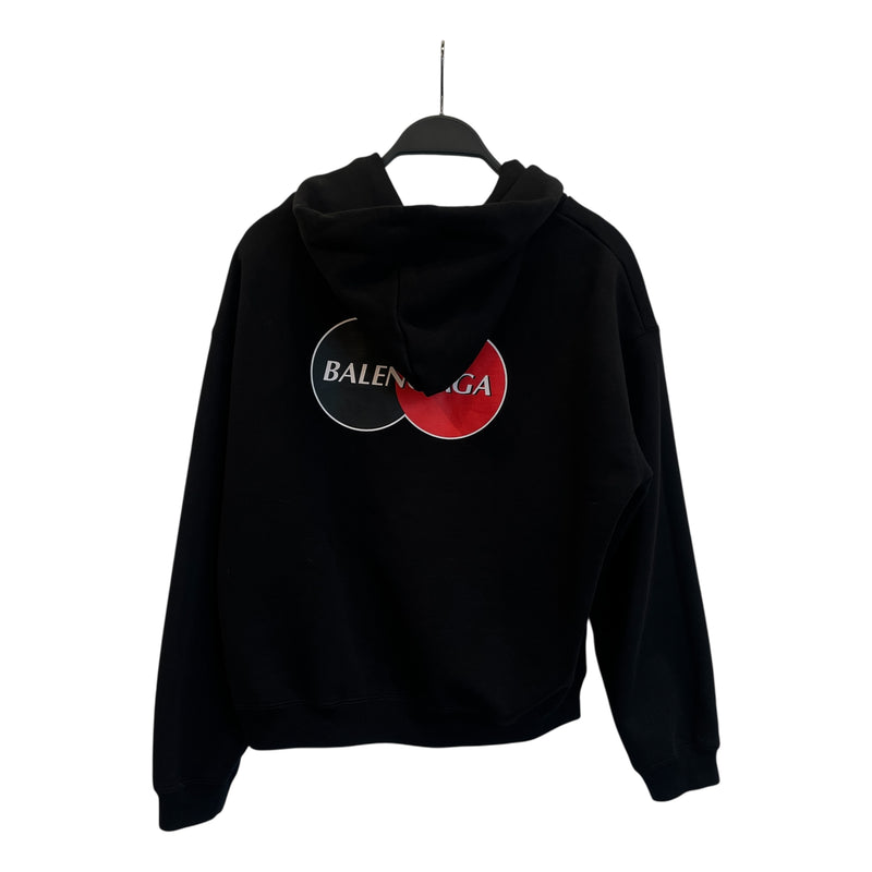 BALENCIAGA/Zip Up Hoodie/M/Graphic/Cotton/BLK/Mastercard Logo Hoodie
