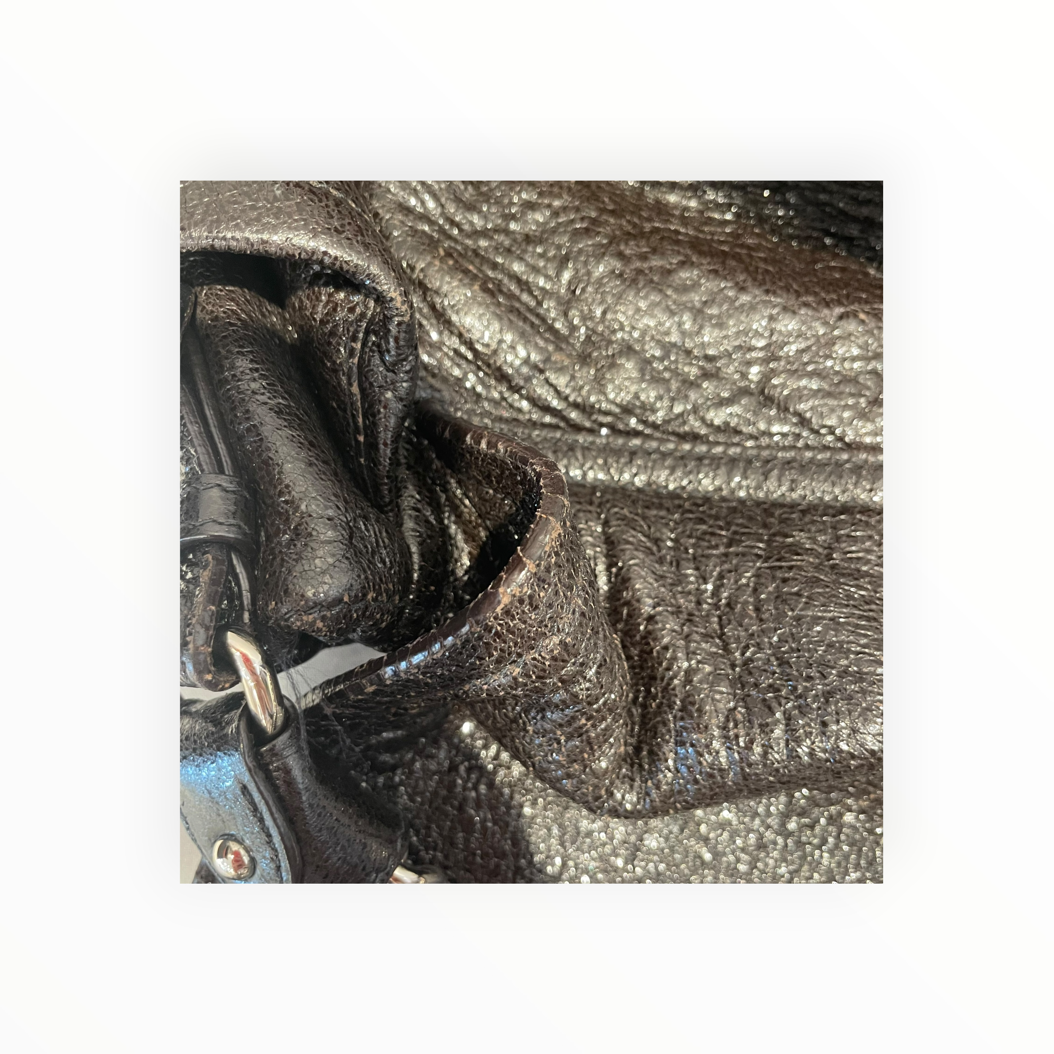 PRADA/Hand Bag/Leather/BLK/METALLIC CERVO view 14