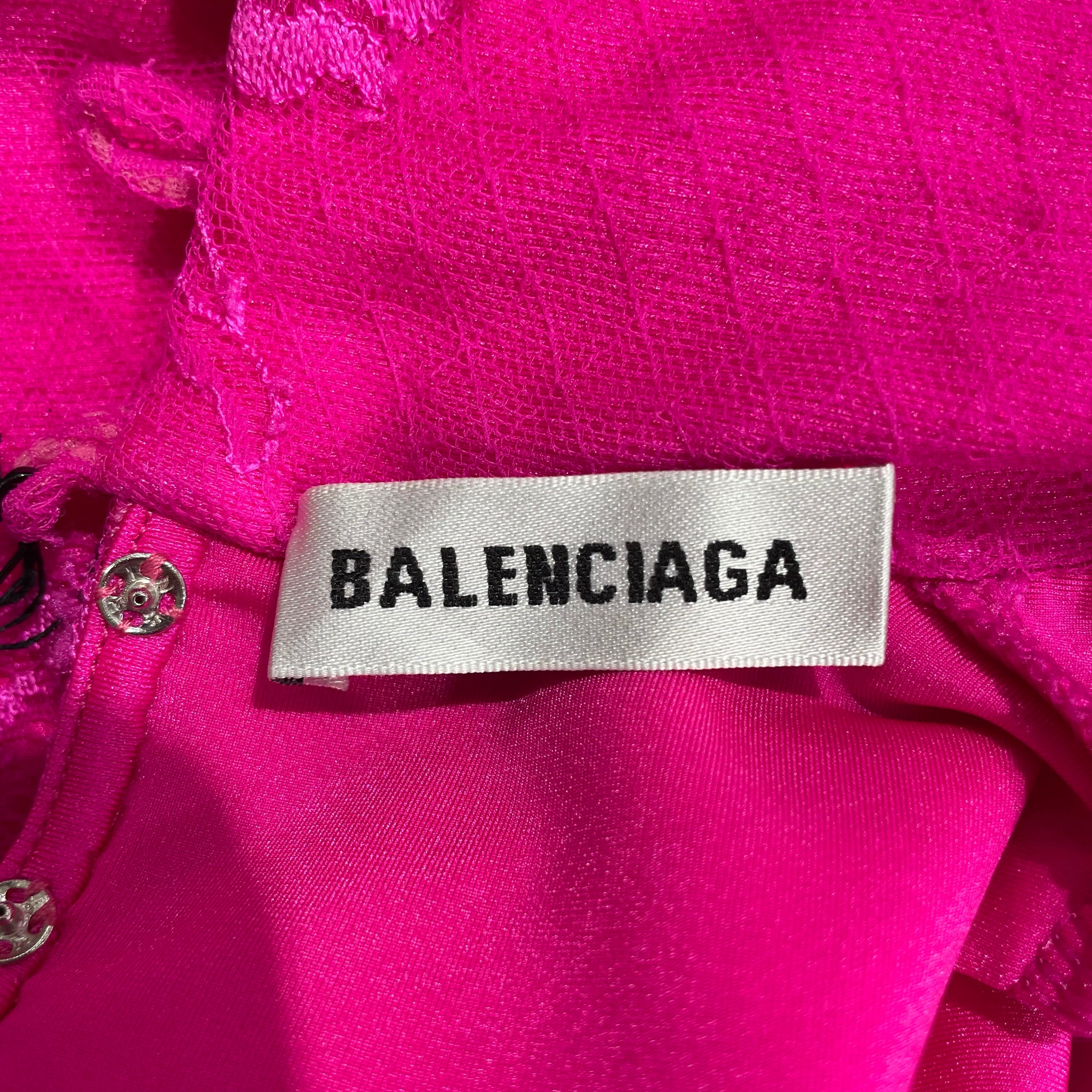 BALENCIAGA/LS Dress/34/Floral Pattern/Cotton/PNK/gloves attached view 3