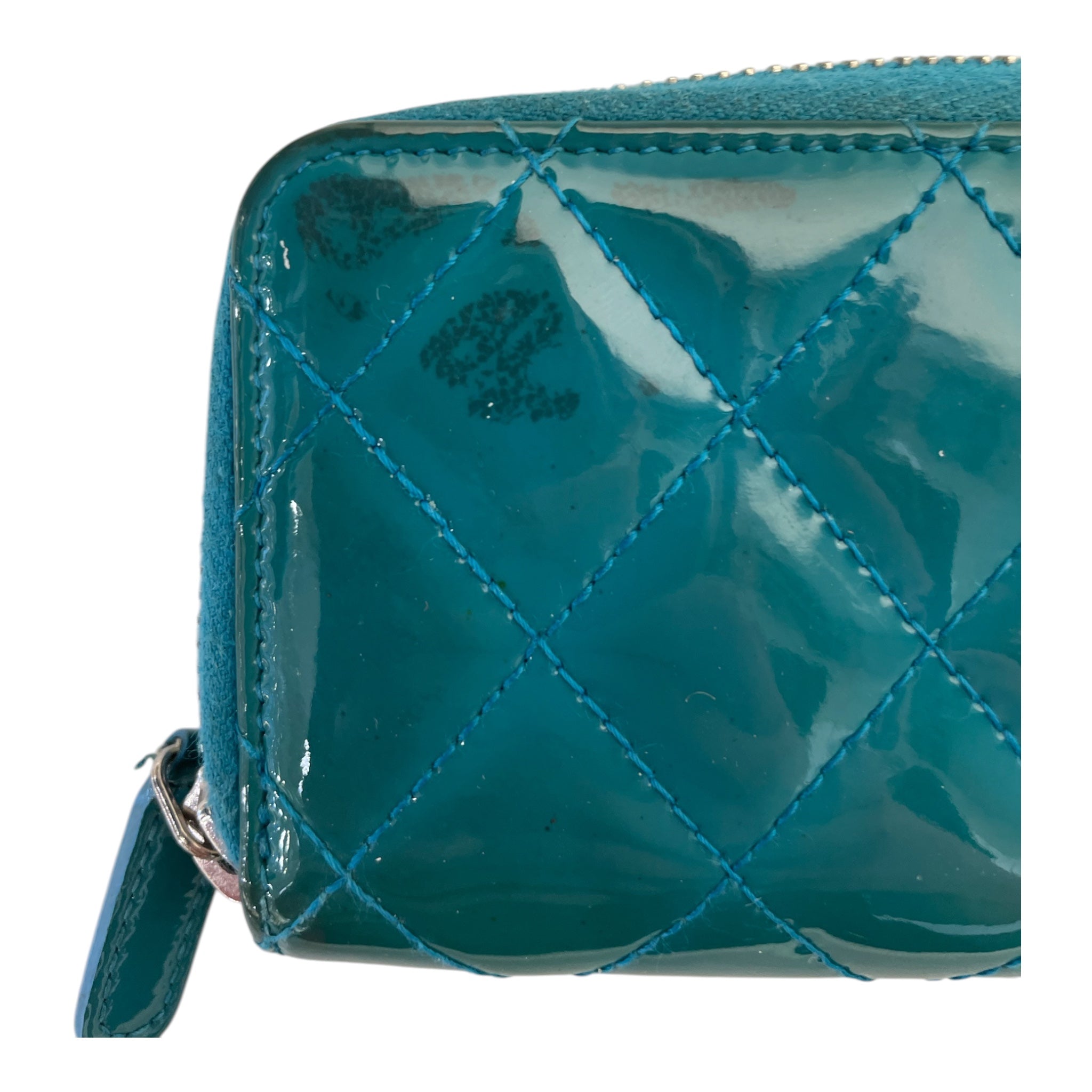 CHANEL/Wallet/Leather/BLU/Patent leather zip wallet view 6