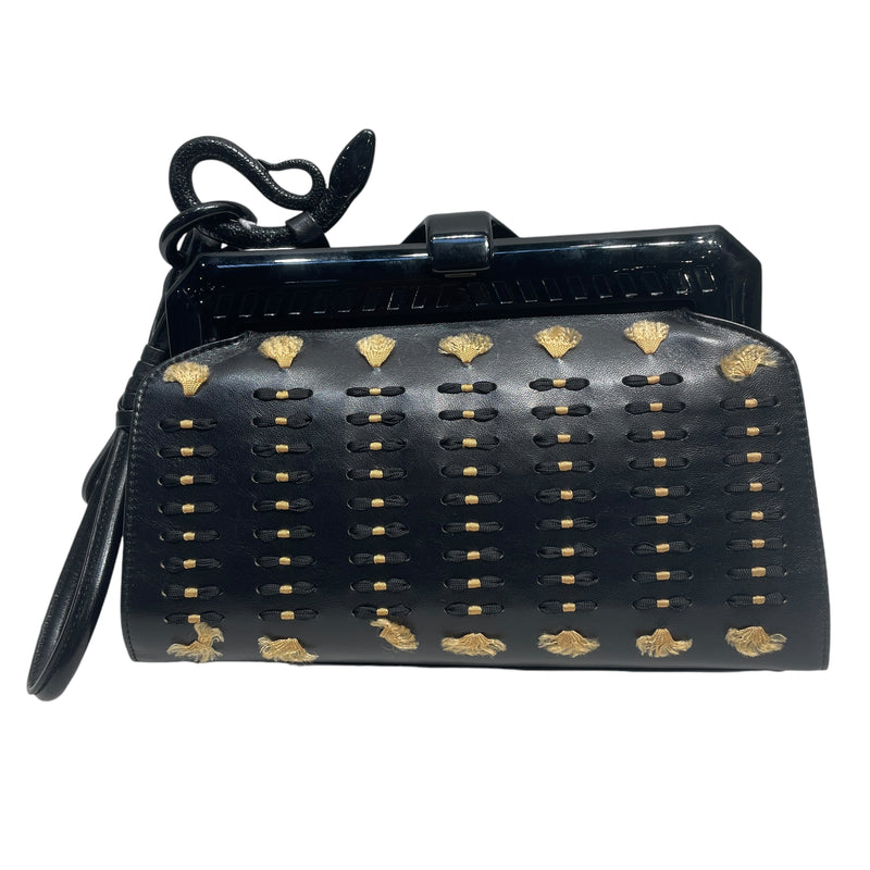 Christian Dior/Clutch Bag/Leather/BLK/