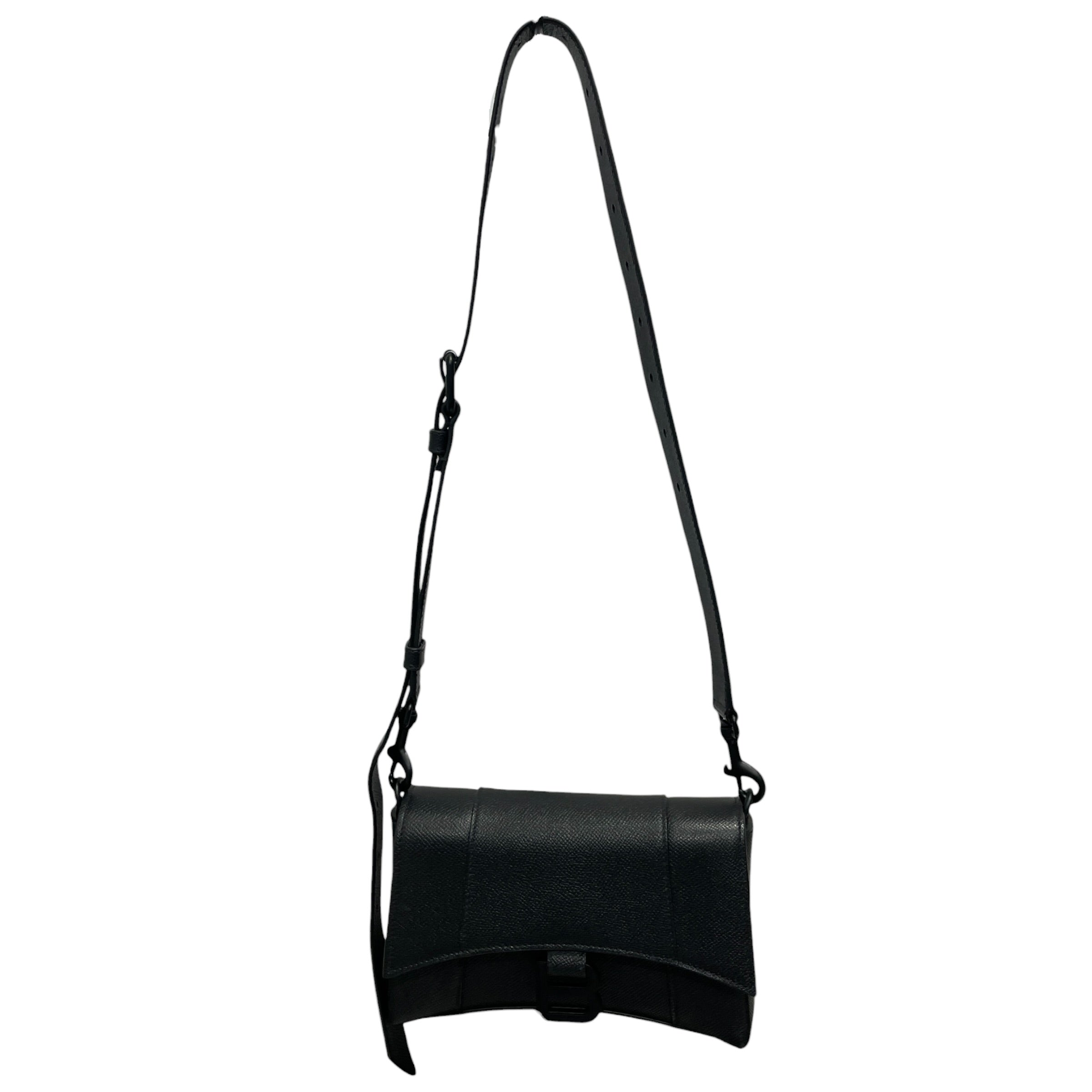 BALENCIAGA/Cross Body Bag/Leather/BLK/black hourglass view 1